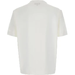 White Crew neck T-shirt with tone-on-tone logo embroidery on the front in cotton for men