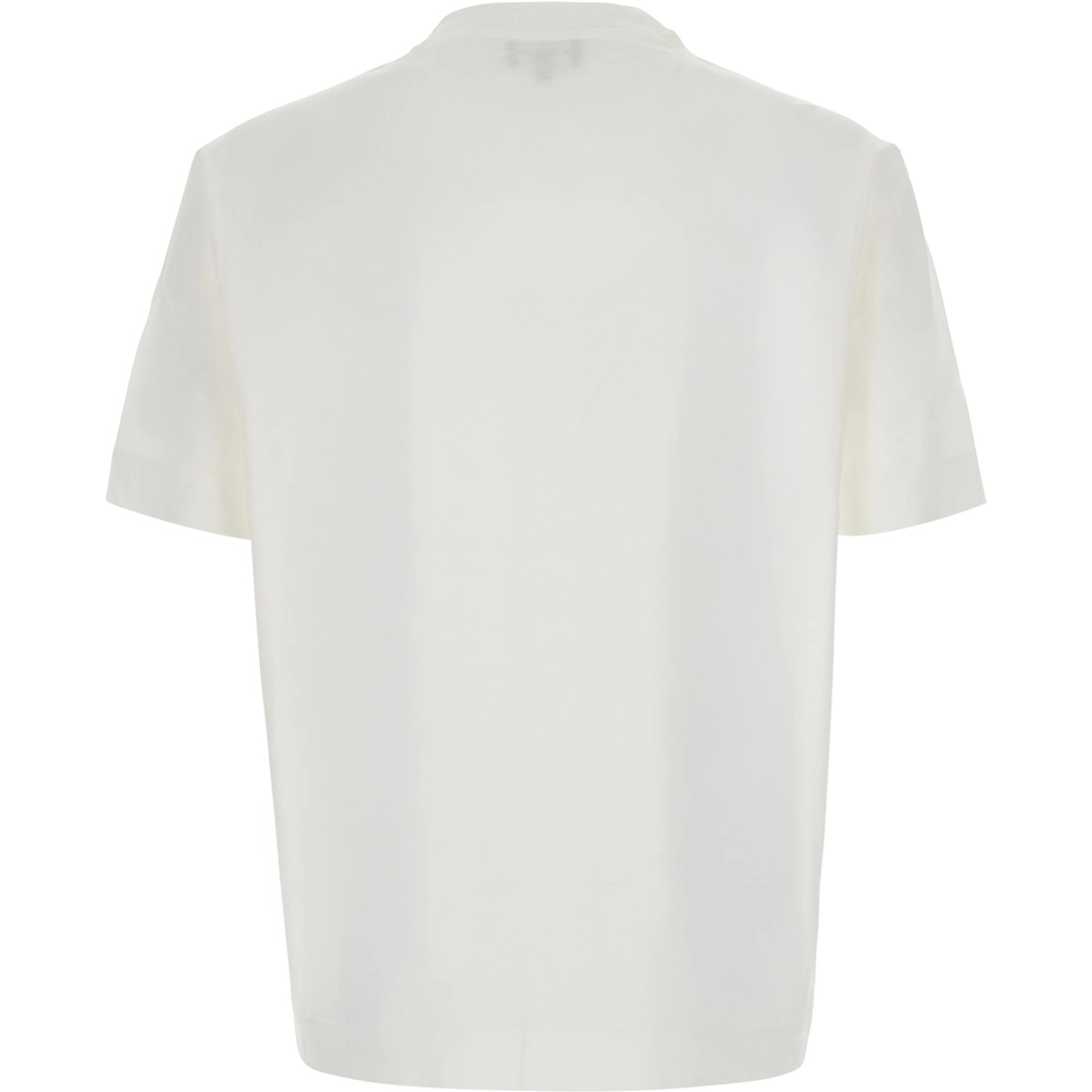 White Crew neck T-shirt with tone-on-tone logo embroidery on the front in cotton for men
