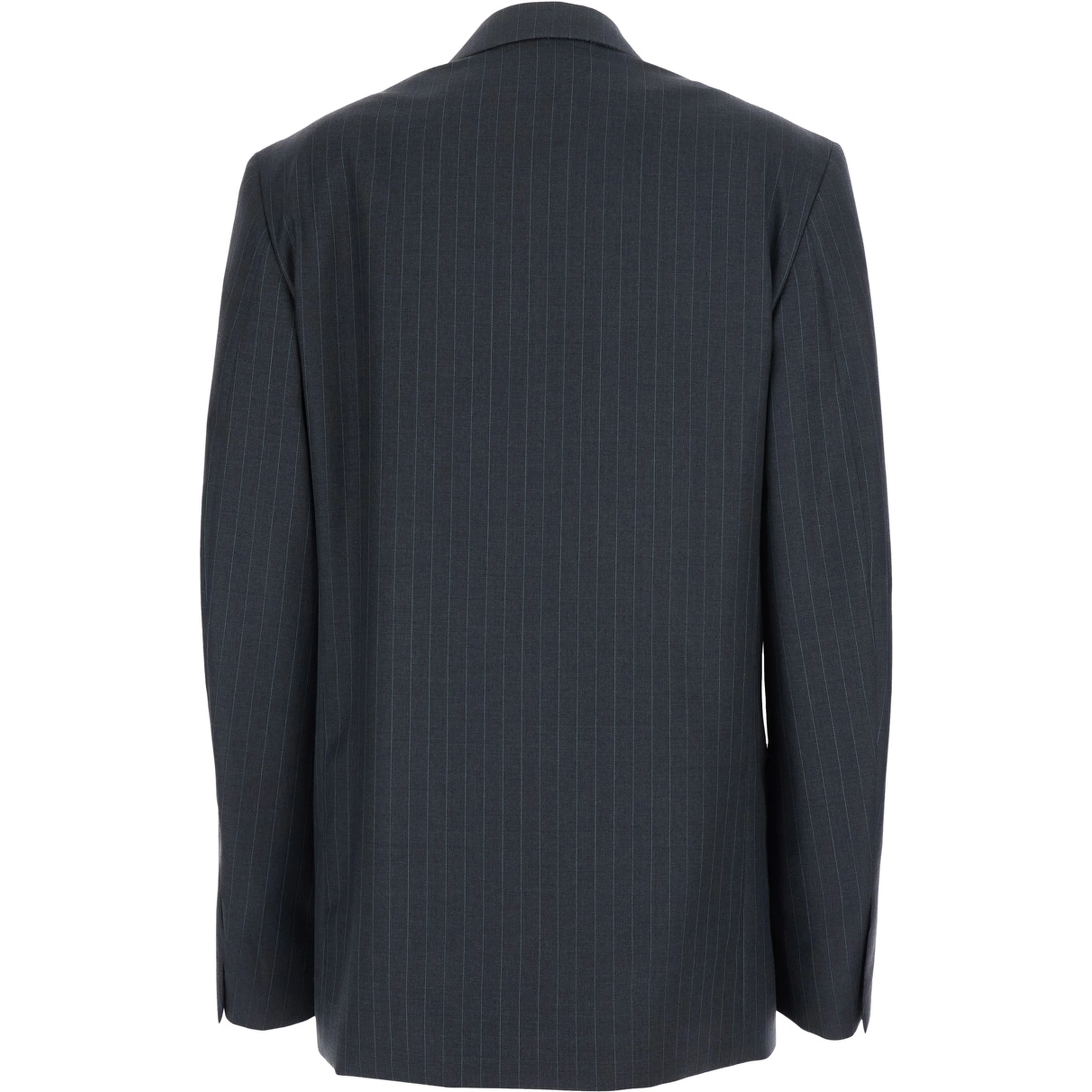 Grey Single-breasted jacket with notched revers and pinstripe motif in wool for women
