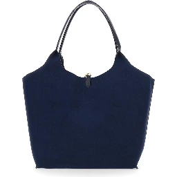 Reversible Tote Bag with Alter Mat and Alter Suede in Blue Polyester for Women