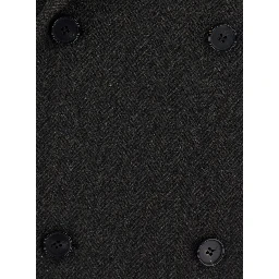 Dark brown Double-breasted coat with Peak revers in wool and cashmere for men