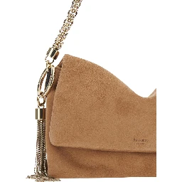 Callie Beige Mini Bag with Chain Strap and Logo on Front in Suede women