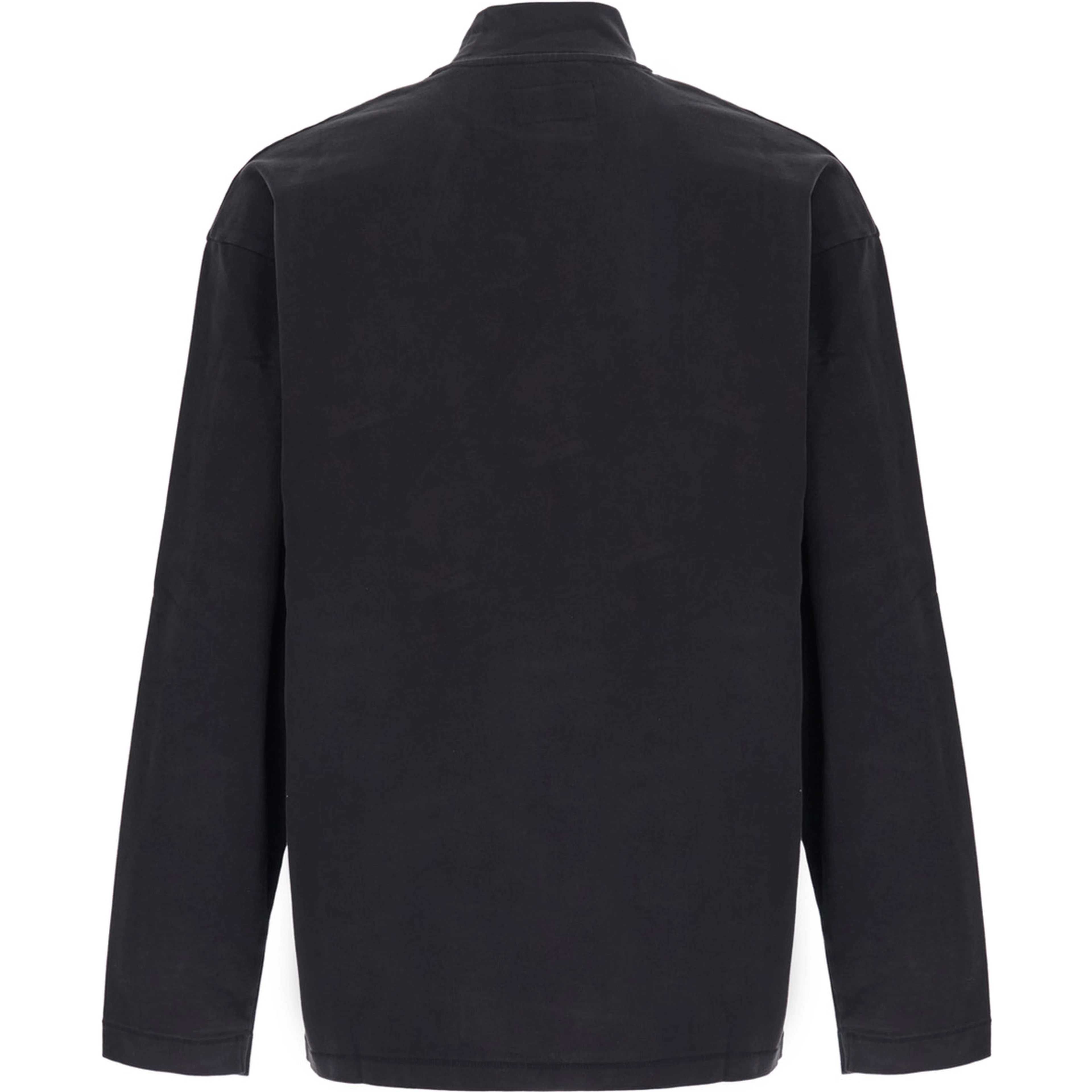 UNISEX MOCK NECK ERL SCRIPT LONG SLEEVE TEE KNIT with high collar and long sleeves in Black Cotton Unisex
