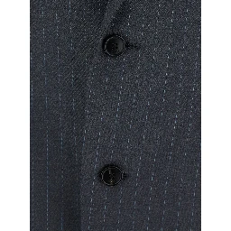 Grey Single-breasted jacket with notched revers and pinstripe motif in wool for women