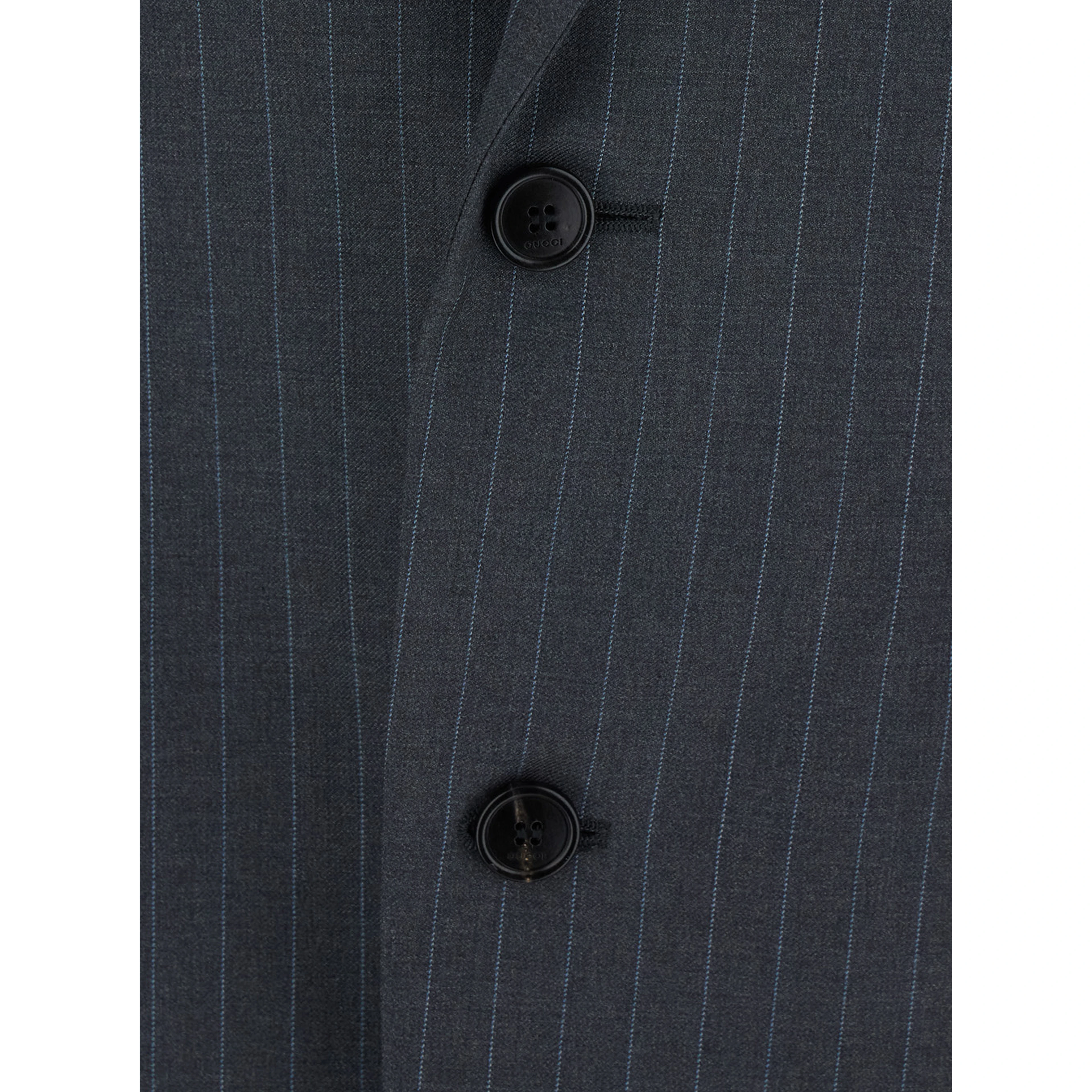 Grey Single-breasted jacket with notched revers and pinstripe motif in wool for women