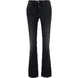 Sophie Gray High-Waisted Jeans with Flared Leg and Logo Patch on the Back in Denim for Women