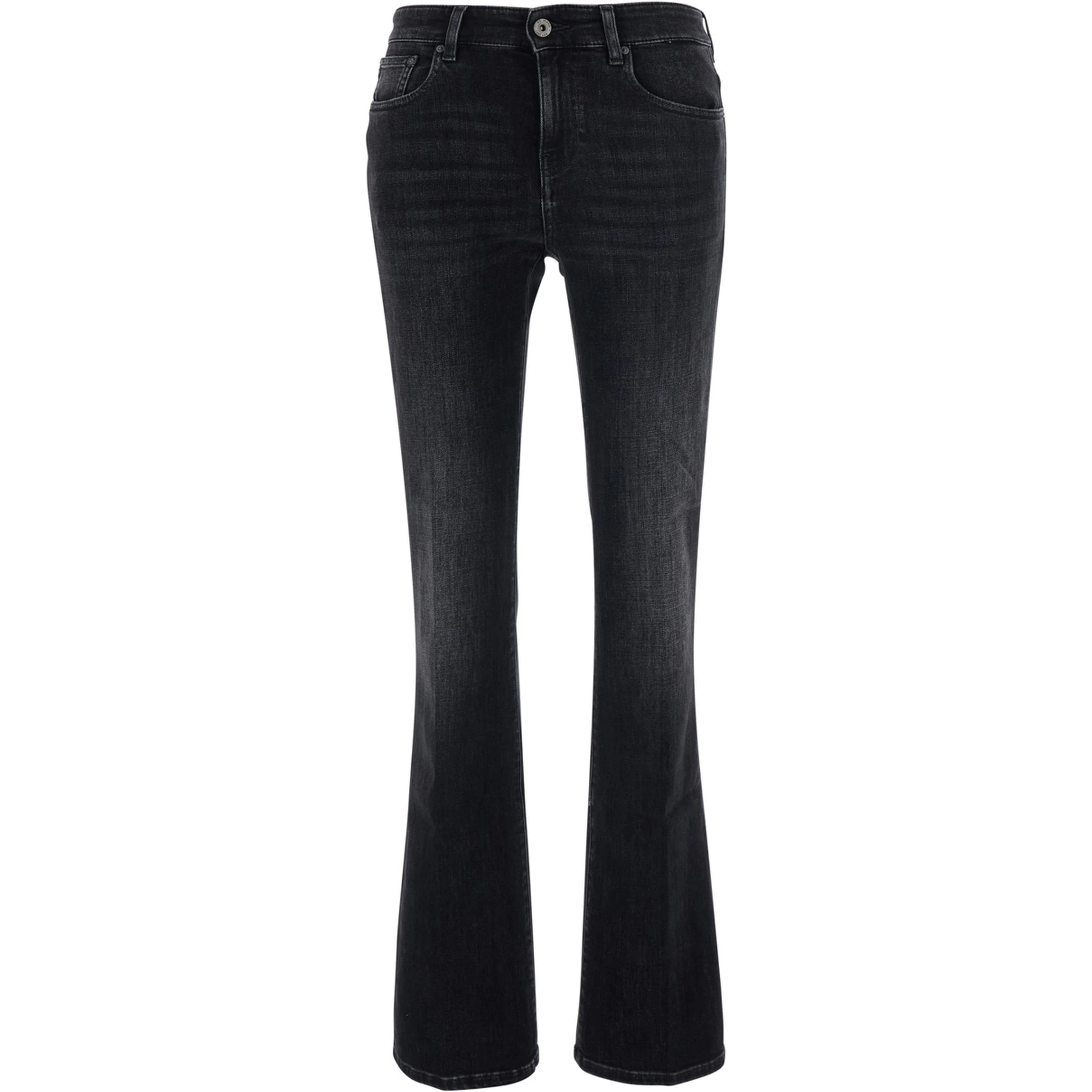 Sophie Gray High-Waisted Jeans with Flared Leg and Logo Patch on the Back in Denim for Women