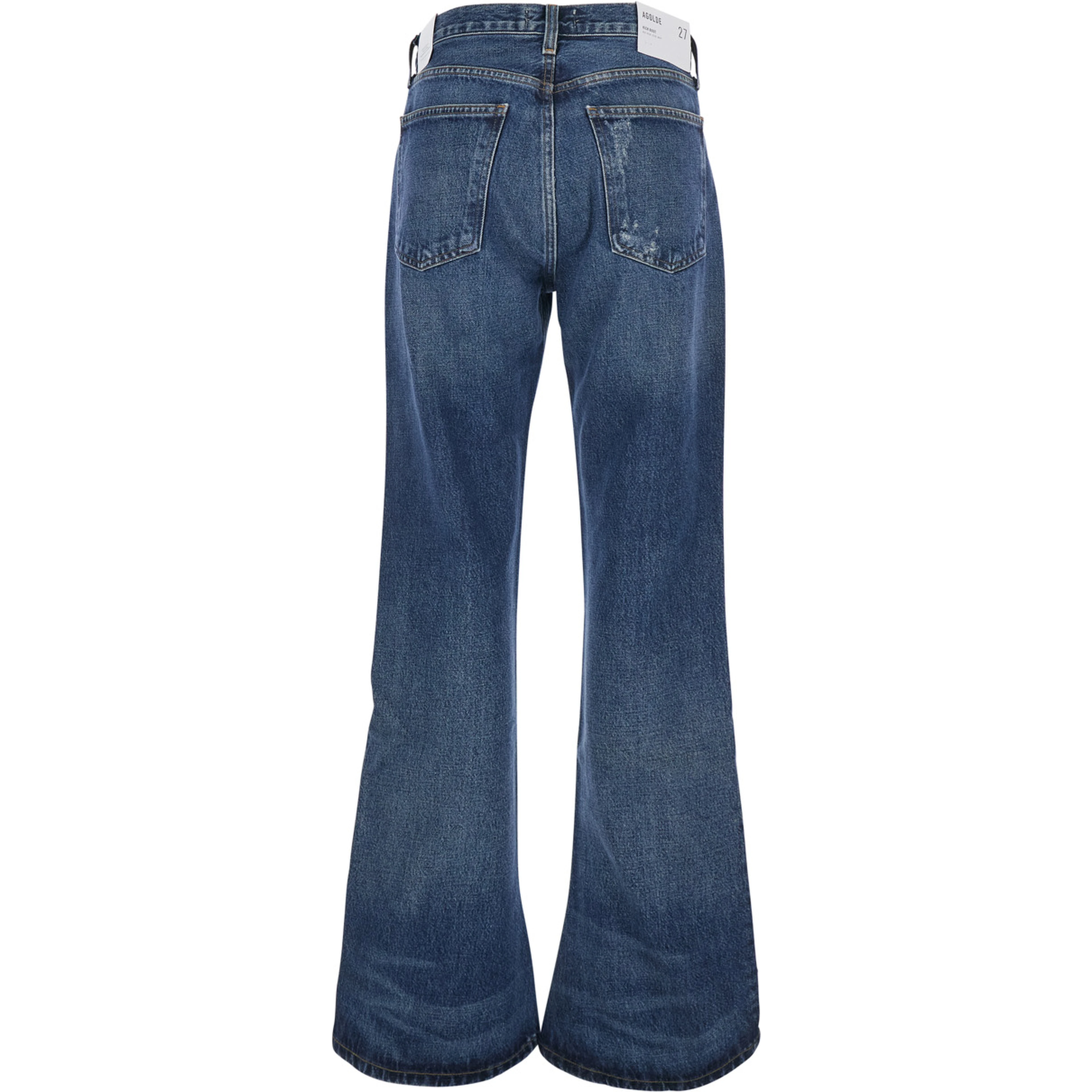 Blue Jeans with Wide Leg and Logo Patch on the Back in Denim for Women
