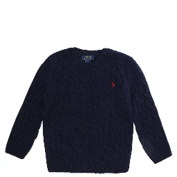 Blue Sweater with Pony on the front in wool and cashmere for boy