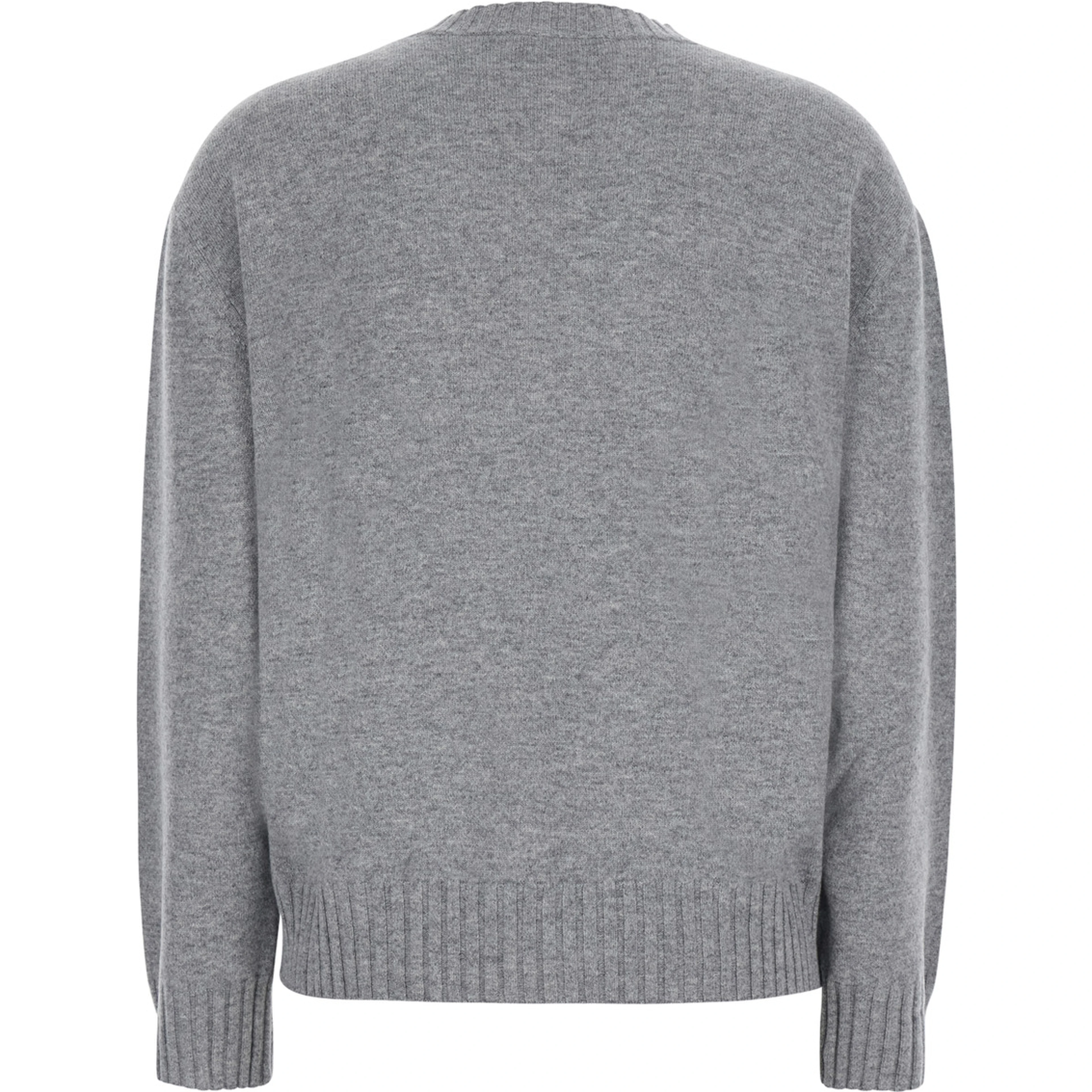 Grey sweater with round neck and details with rhinestones in Blend wool and silk women
