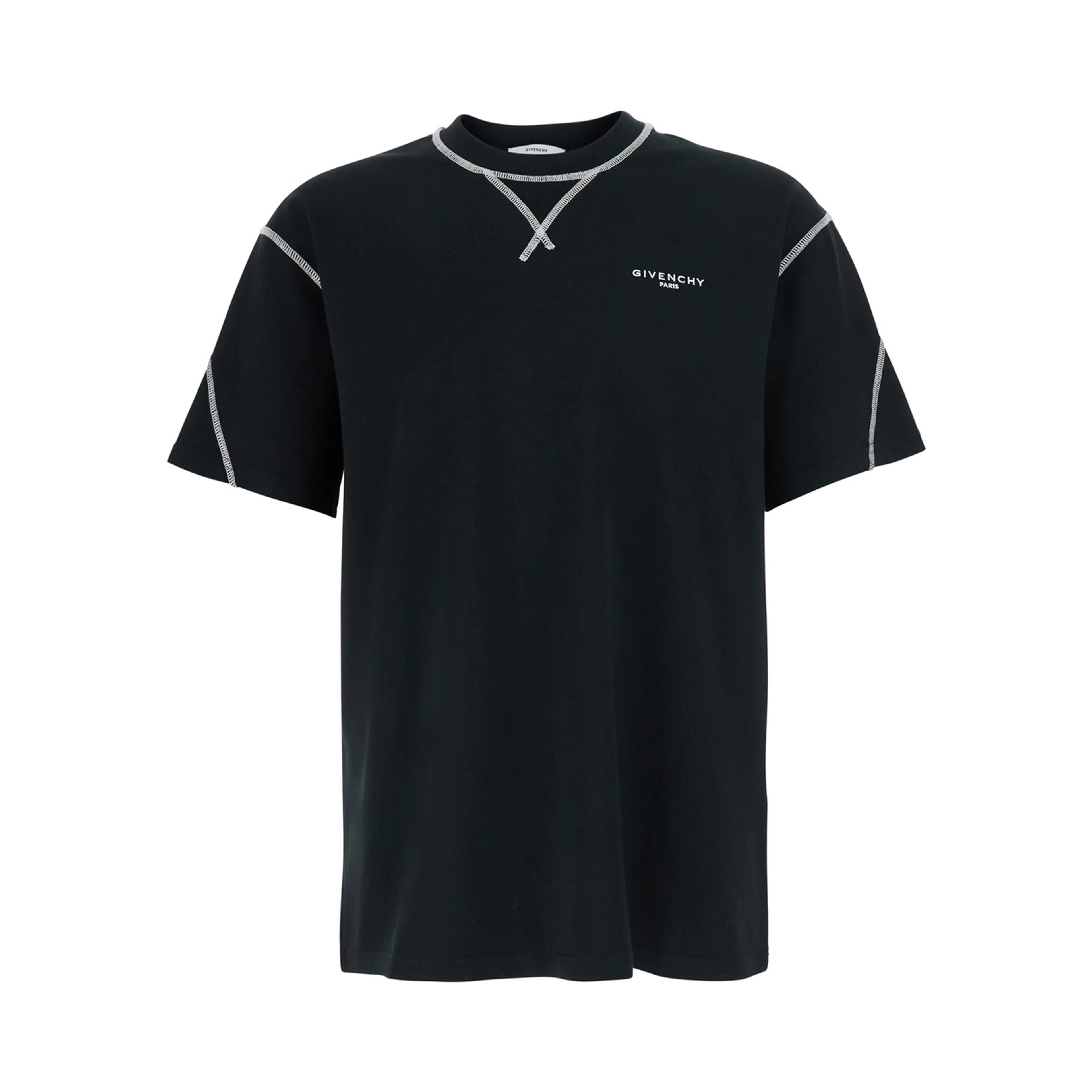 Black T-shirt with logo on the front in Cotton Men