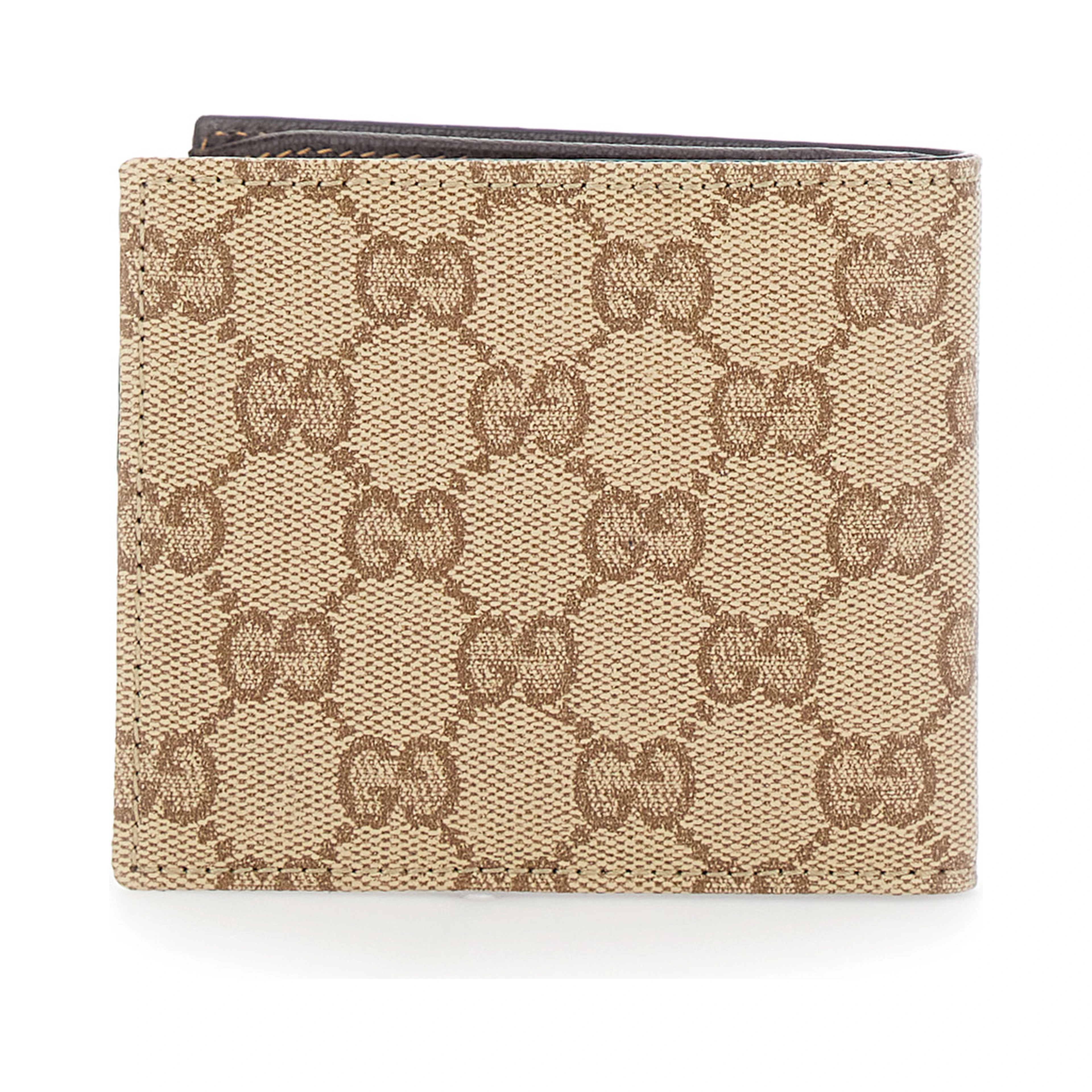 Beige Bi-Fold Wallet with Logo Lettering on the Inside in GG Canvas for Men