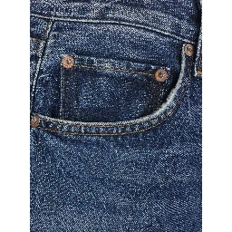 Blue Jeans with Wide Leg and Logo Patch on the Back in Denim for Women