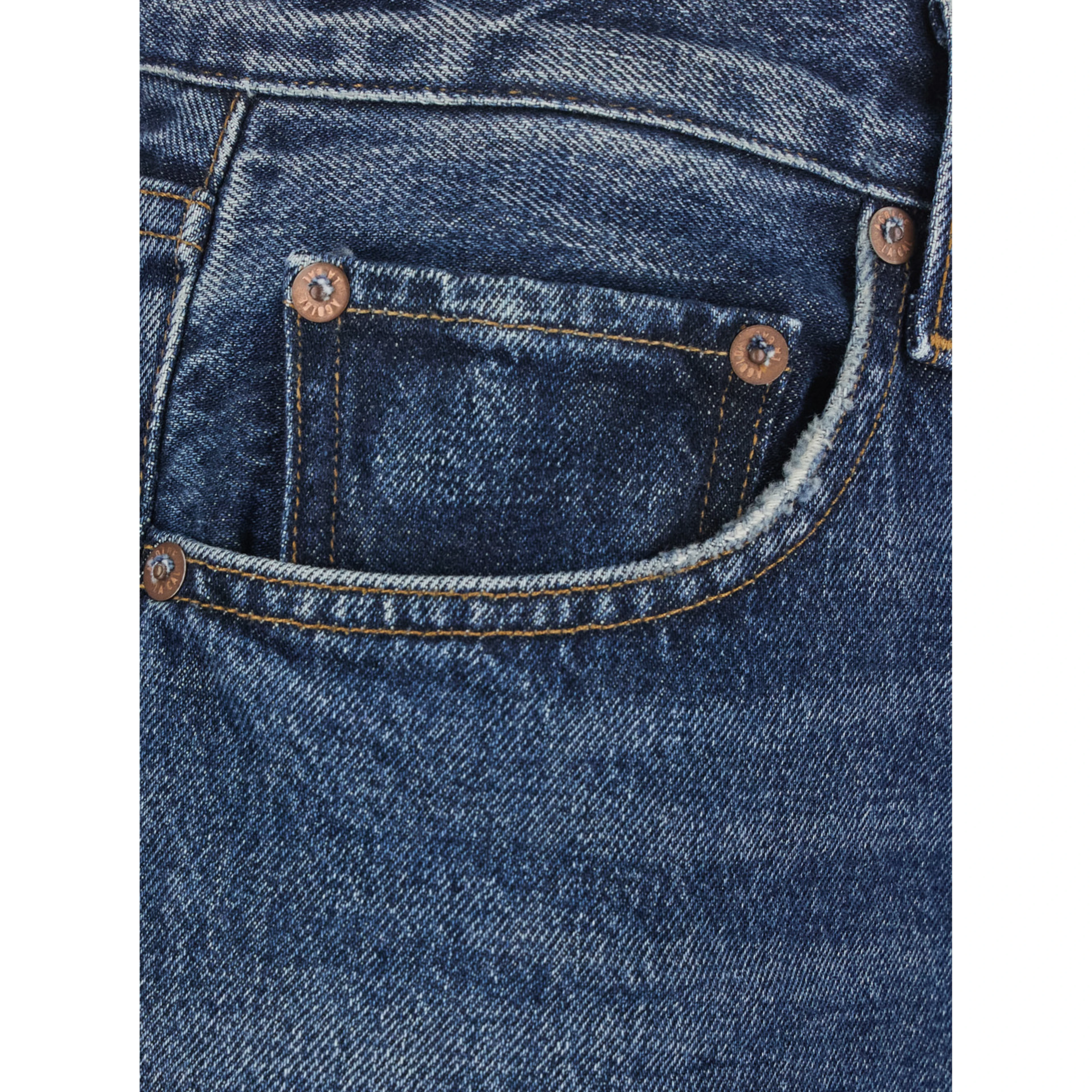 Blue Jeans with Wide Leg and Logo Patch on the Back in Denim for Women