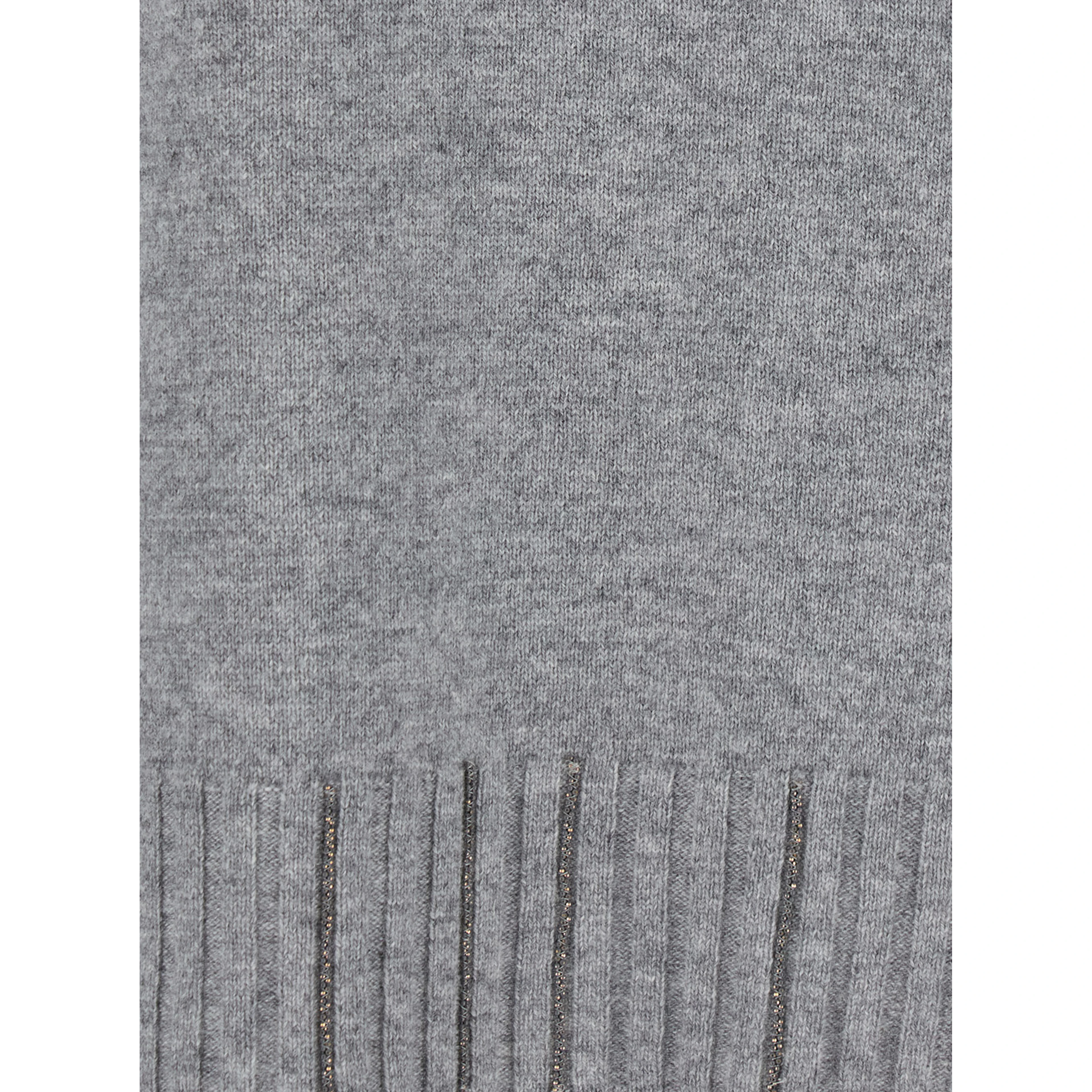 Grey sweater with round neck and details with rhinestones in Blend wool and silk women