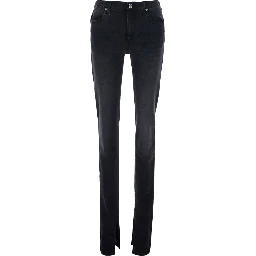 Black Mid-rise jeans with split hems in  denim for women