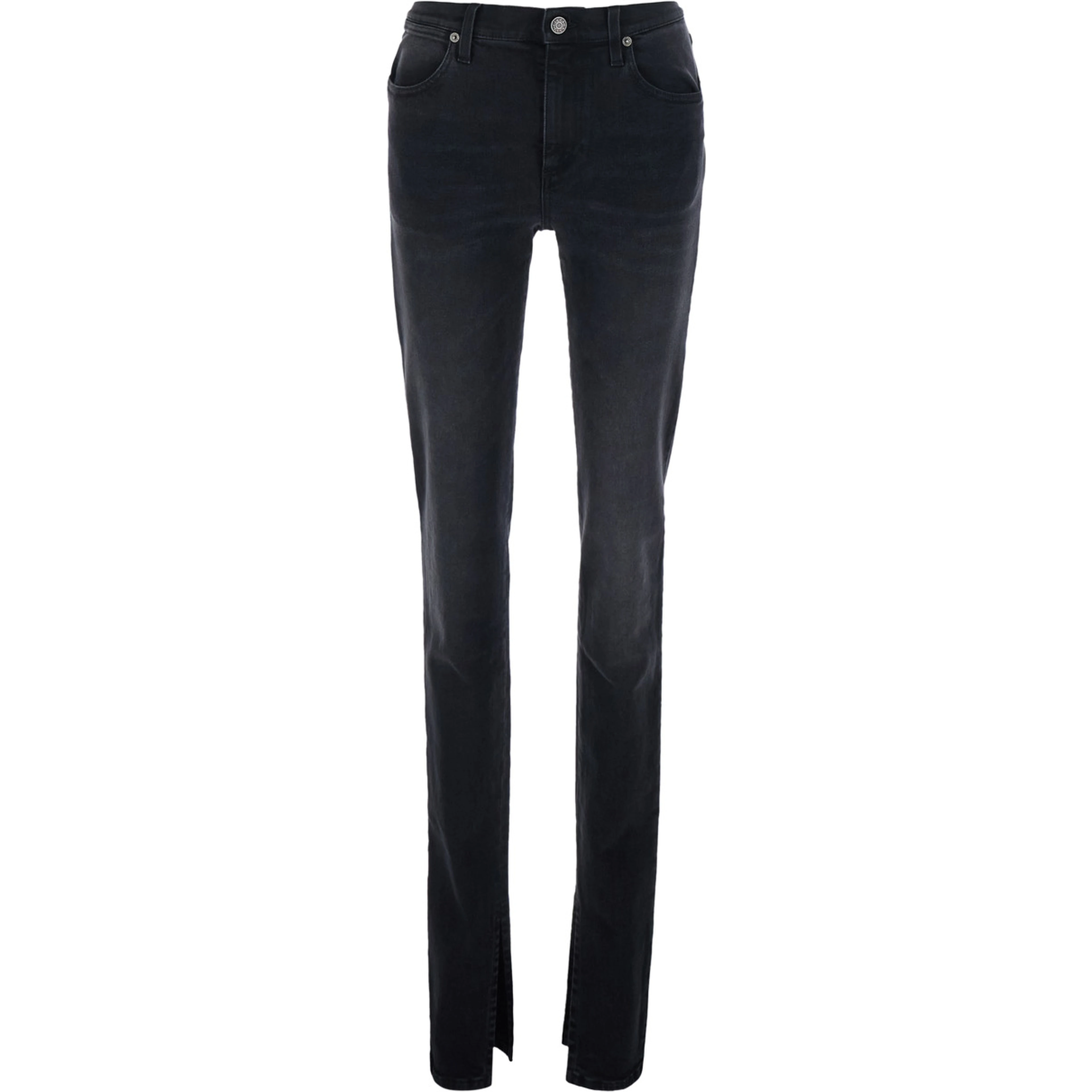 Black Mid-rise jeans with split hems in  denim for women