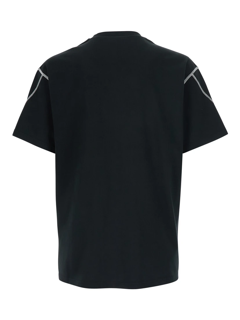Black T-shirt with logo on the front in Cotton Men