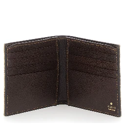 Beige Bi-Fold Wallet with Logo Lettering on the Inside in GG Canvas for Men
