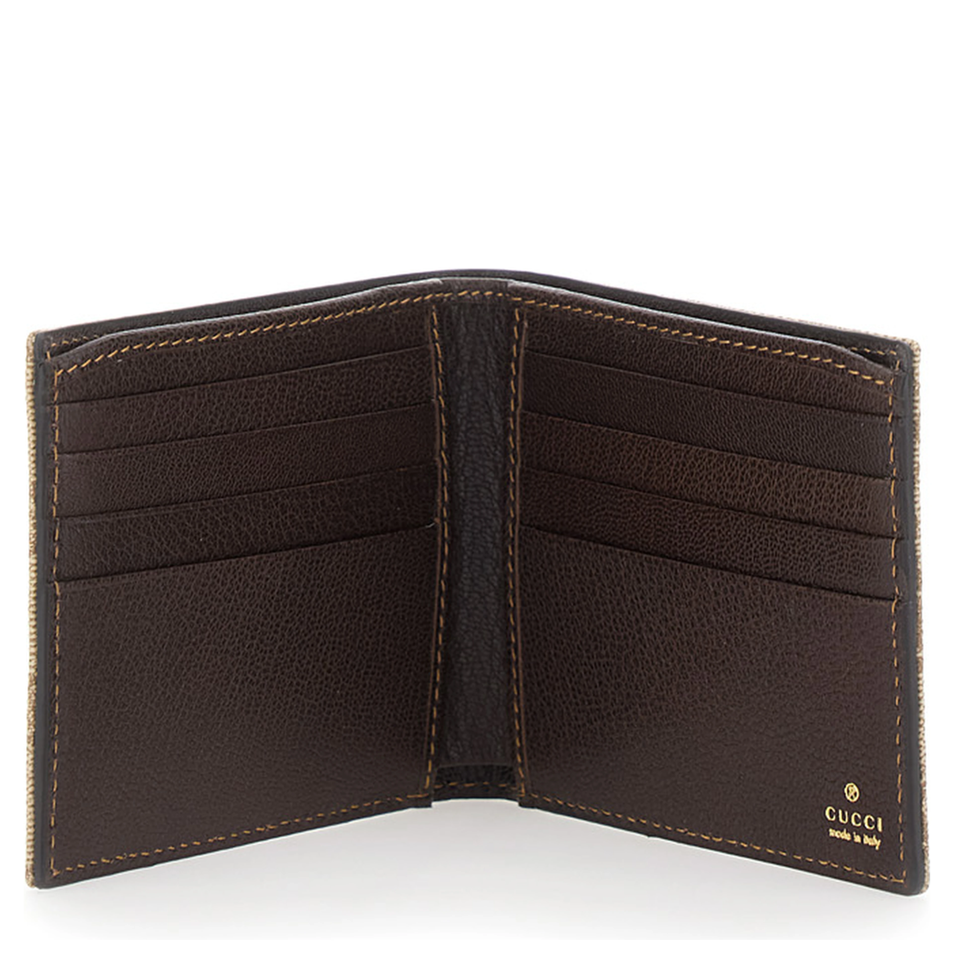 Beige Bi-Fold Wallet with Logo Lettering on the Inside in GG Canvas for Men