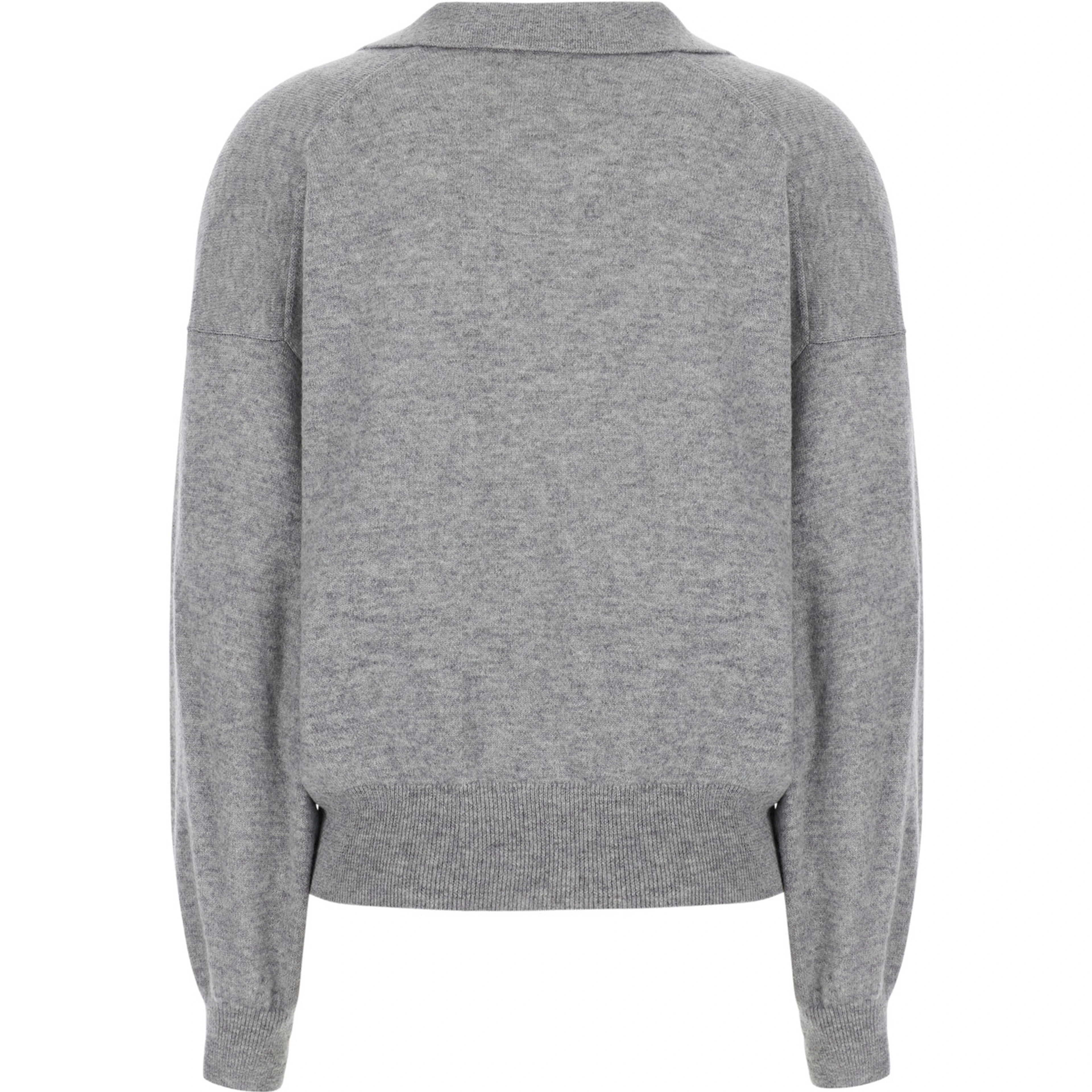 Katriel Gray Sweater with polo collar and ribbed trims in cashmere for women