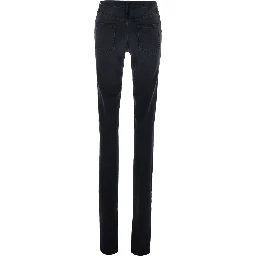 Black Mid-rise jeans with split hems in  denim for women