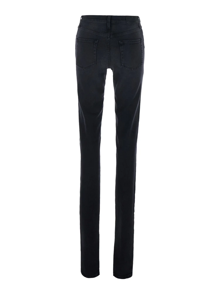 Black Mid-rise jeans with split hems in denim for women alternative