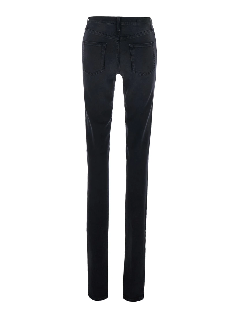 Black Mid-rise jeans with split hems in denim for women