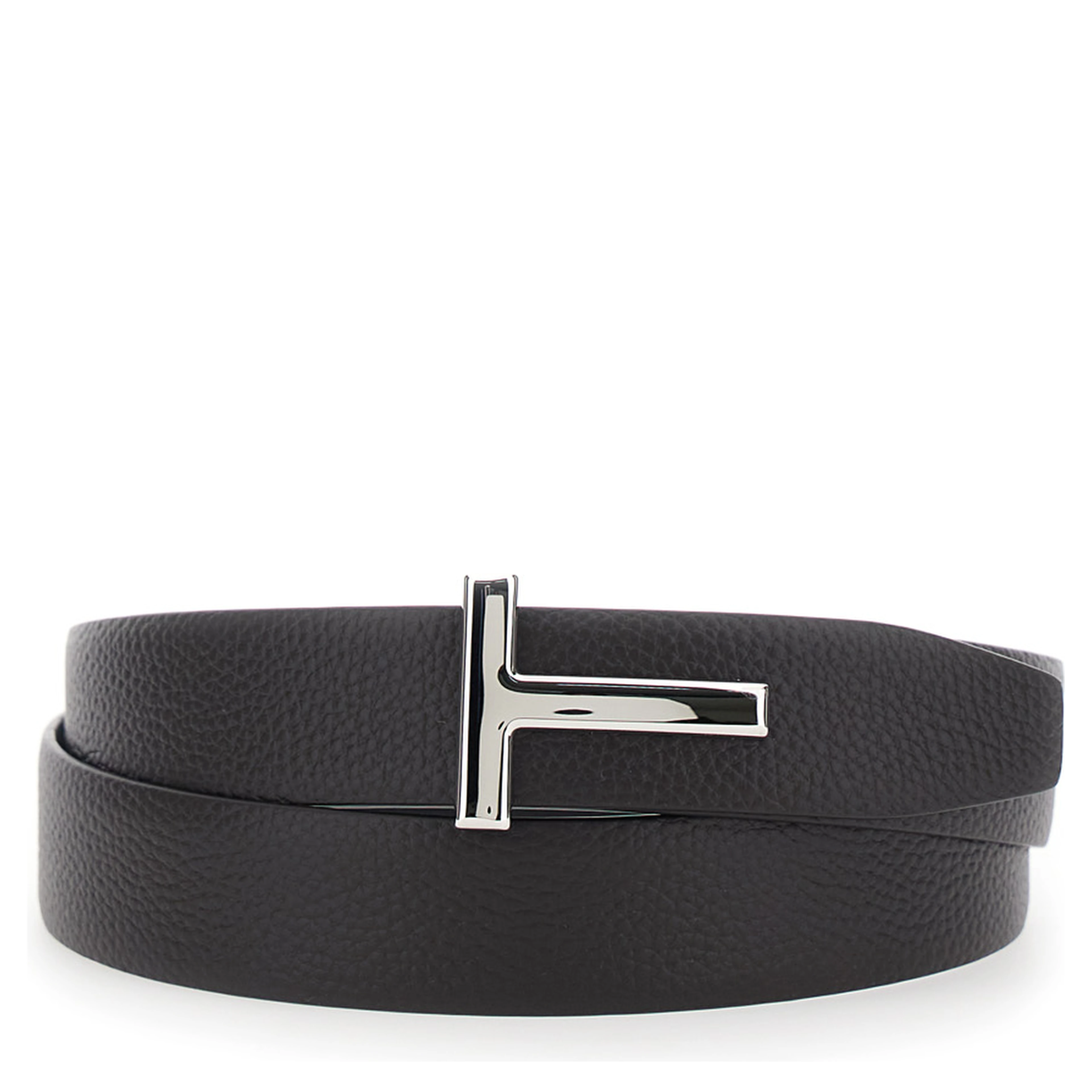 Brown Belt with T Buckle Plate in Leather for Men