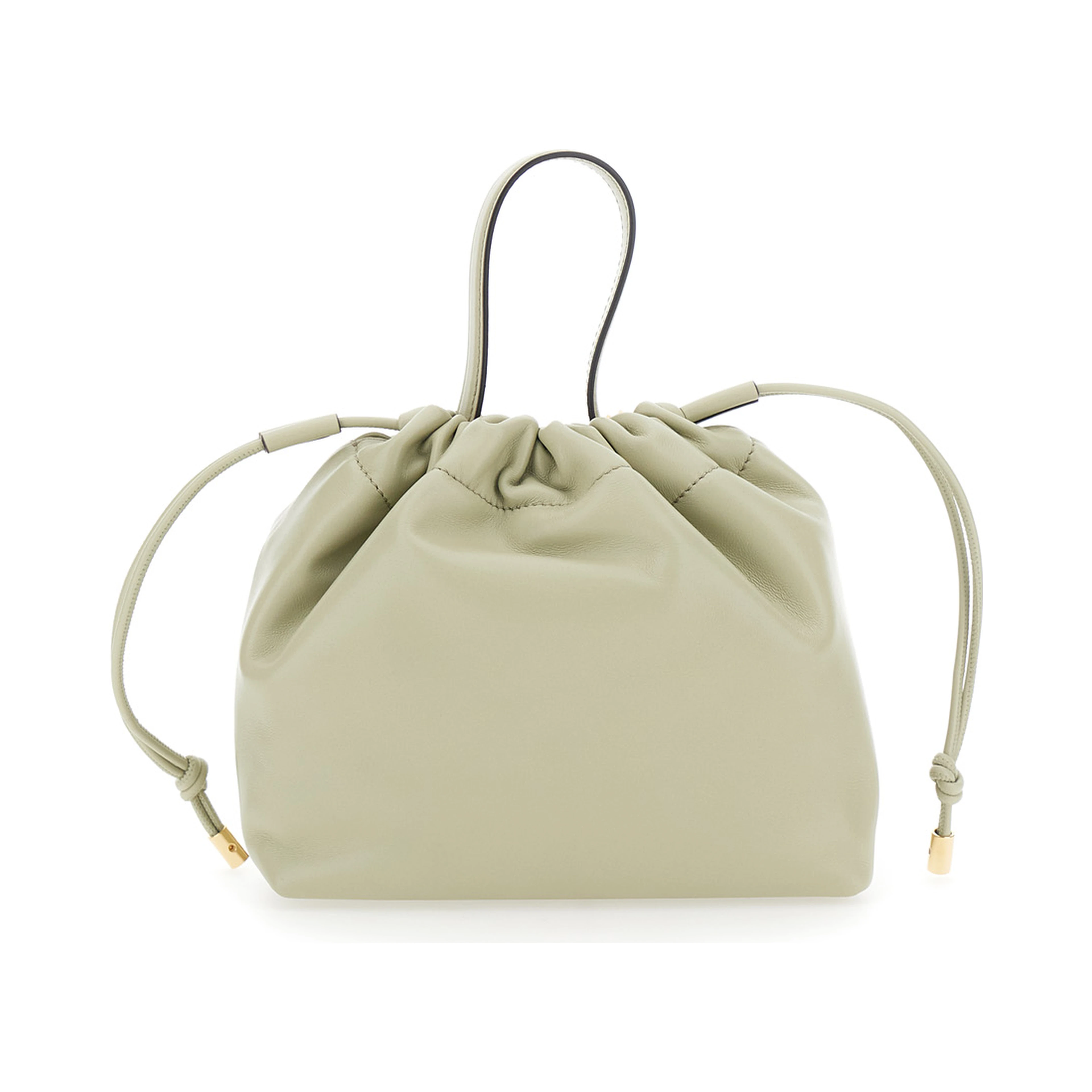 Chloe Icons Gray Shoulder Bag with Drawstring Closure and Logo Lettering on the Front in Leather for Women