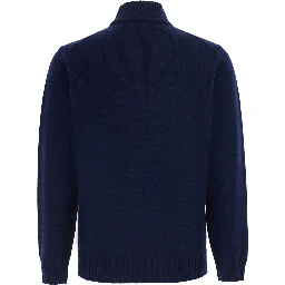 Turtleneck ML F.7gg with long sleeves and wool and cashmere fabric blue women