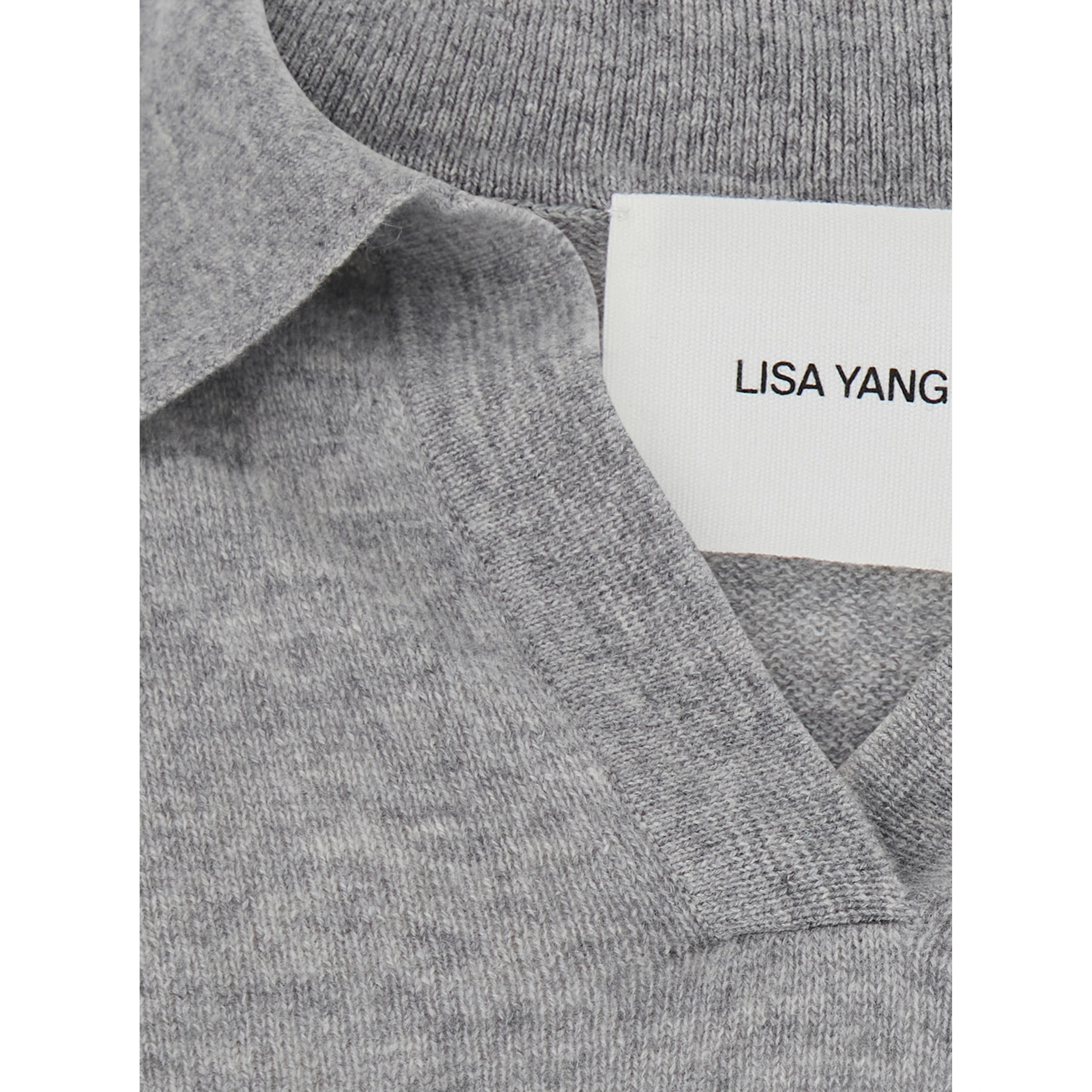 Katriel Gray Sweater with polo collar and ribbed trims in cashmere for women