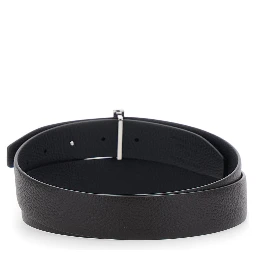 Brown Belt with T Buckle Plate in Leather for Men