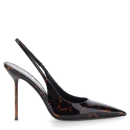 LidiaBrown Slingback with Tortoiseshell Print in Patent Leather for Women