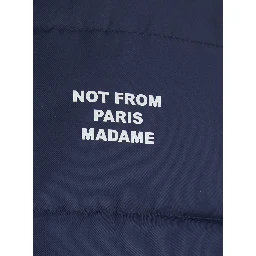 Blue Sleeveless Down jacket with Slogan on the Front in Tech Fabric for Men