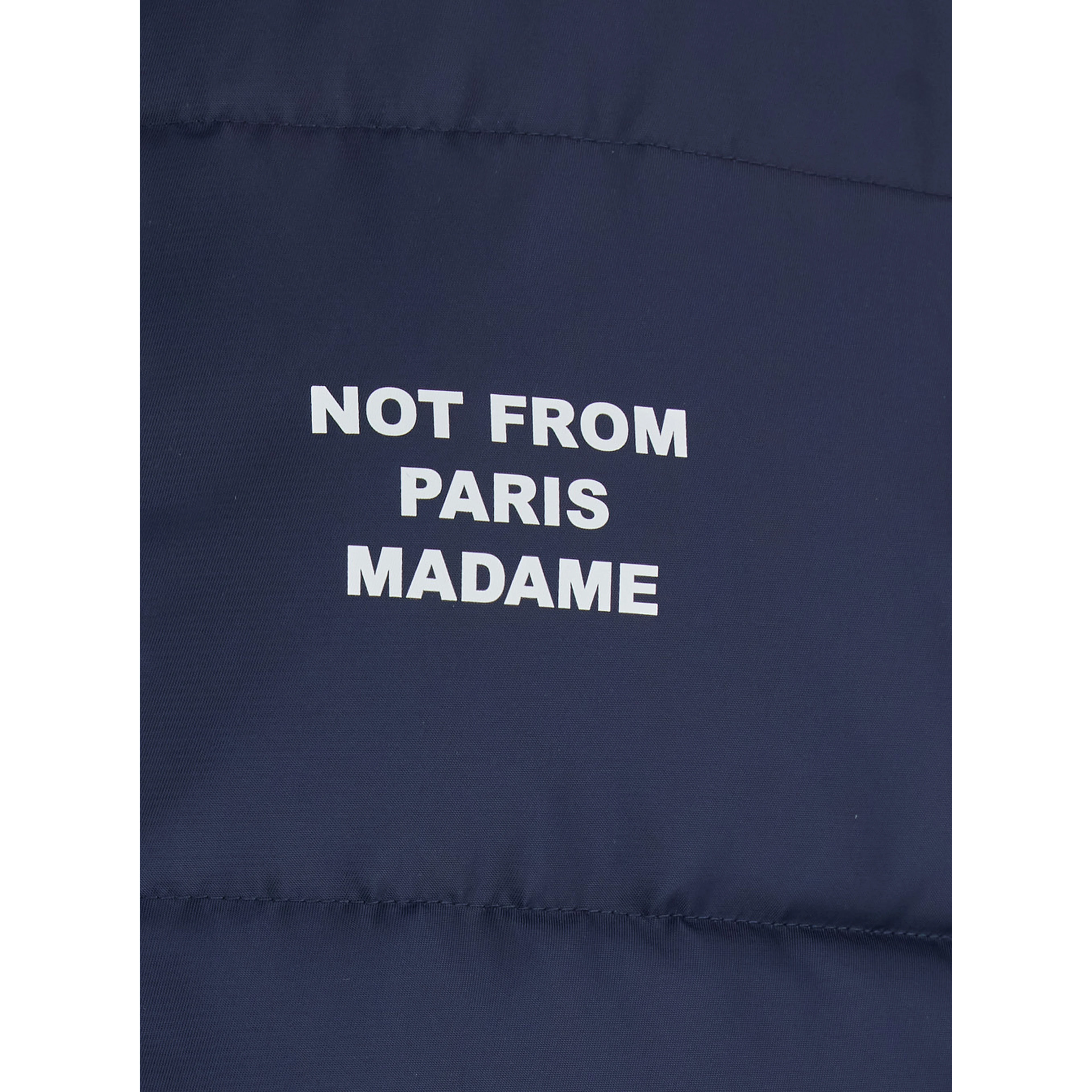Blue Sleeveless Down jacket with Slogan on the Front in Tech Fabric for Men