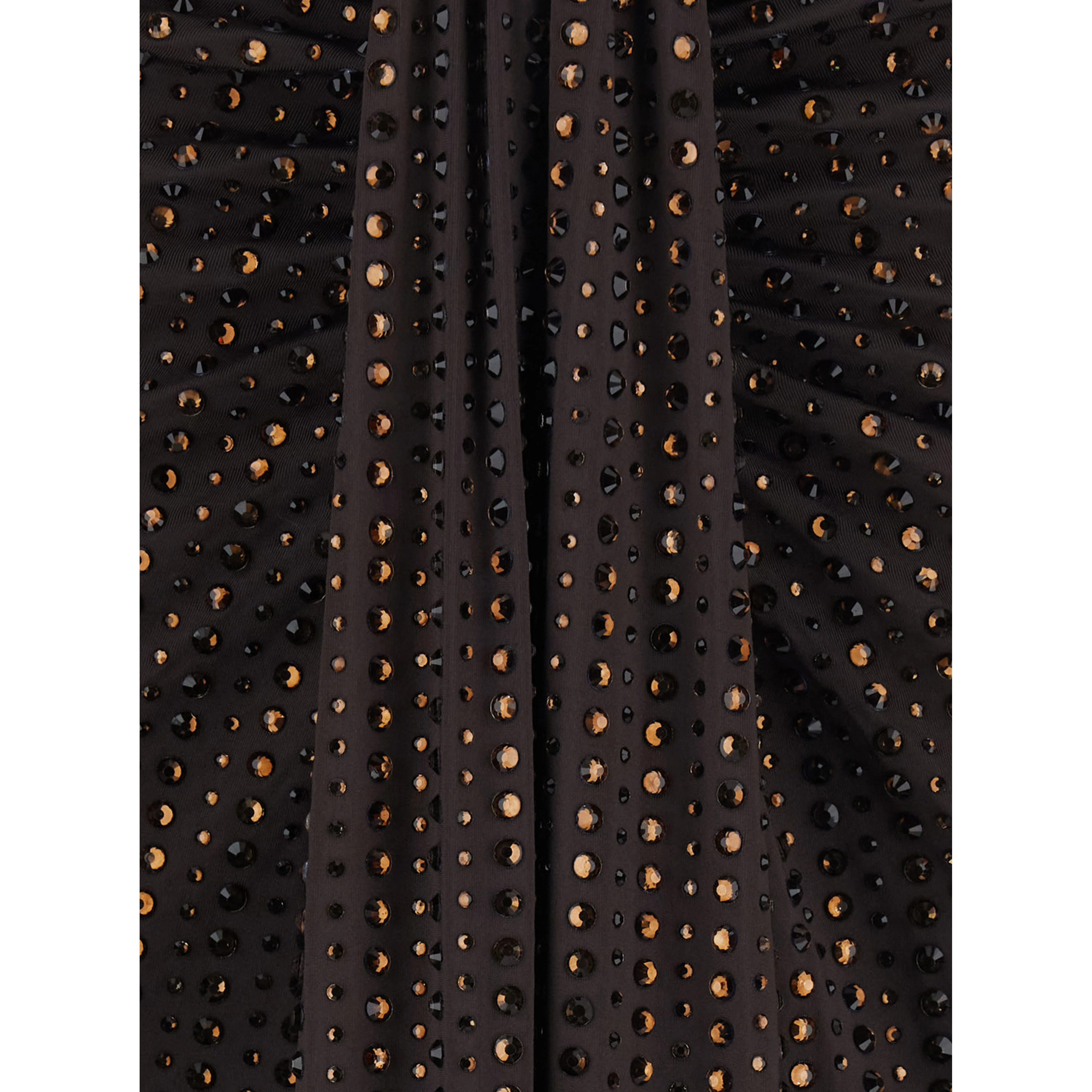 Brown Skirt with front knot and all-over sequins in Tech Fabric for women