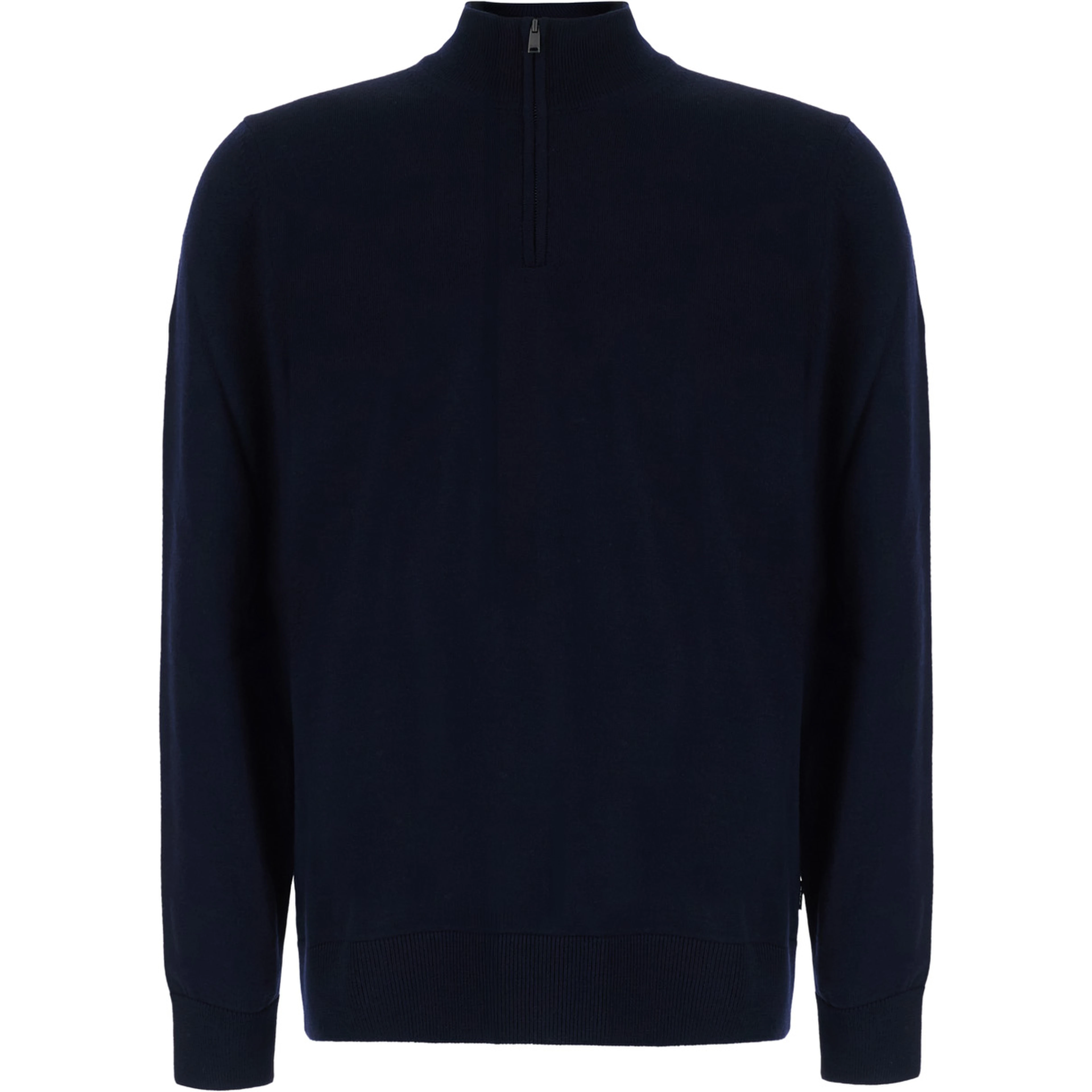 Blue Sweater with half zip closure on the front in wool for men