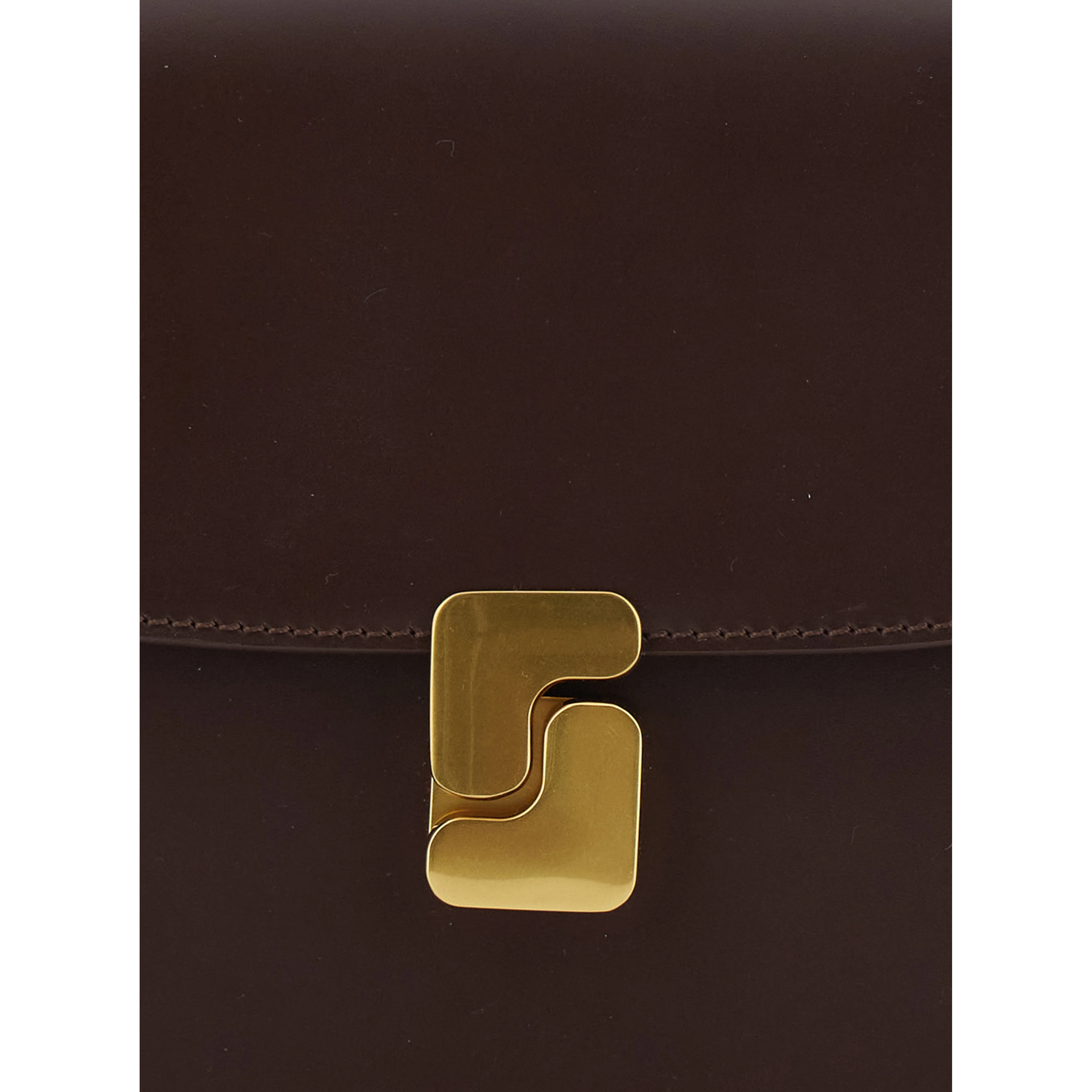 Bellissima Mini Brown Crossbody bag with Logo Plate on the Front in Leather for Women