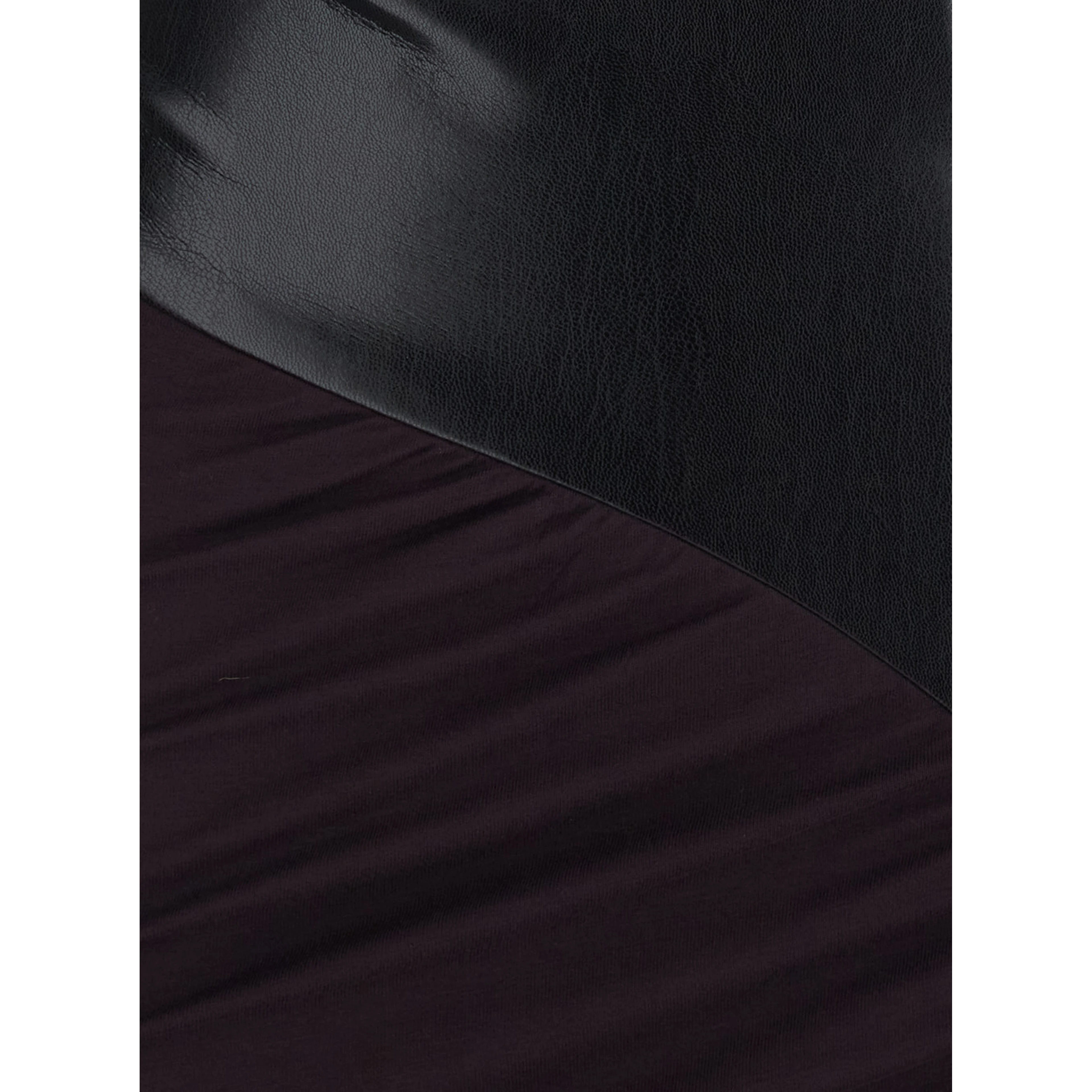 URSULA dark burgundy Dress with Ecoleather details and draped design in viscose for women