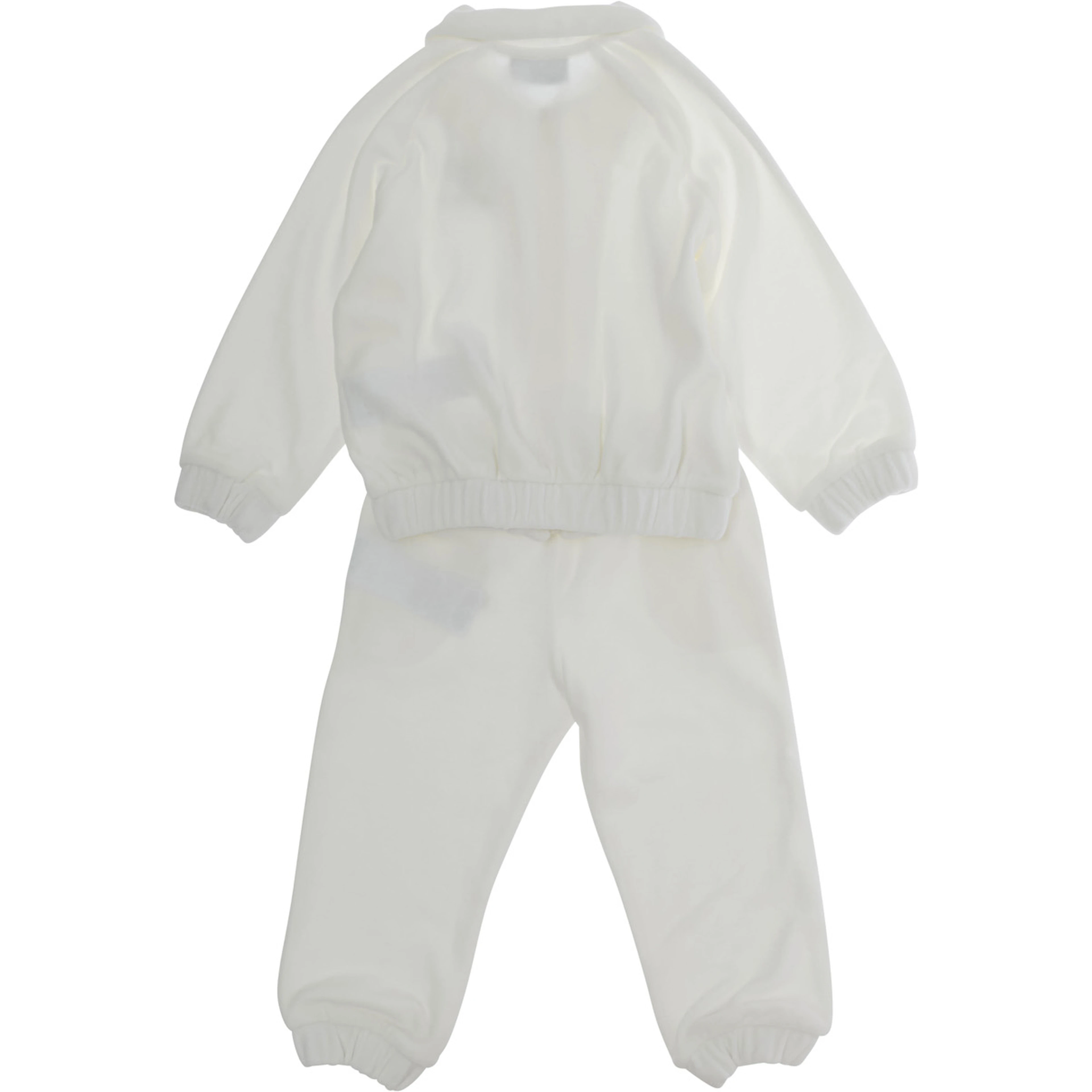 White Tracksuit with logo patch on front and elasticated hems in cotton bend baby
