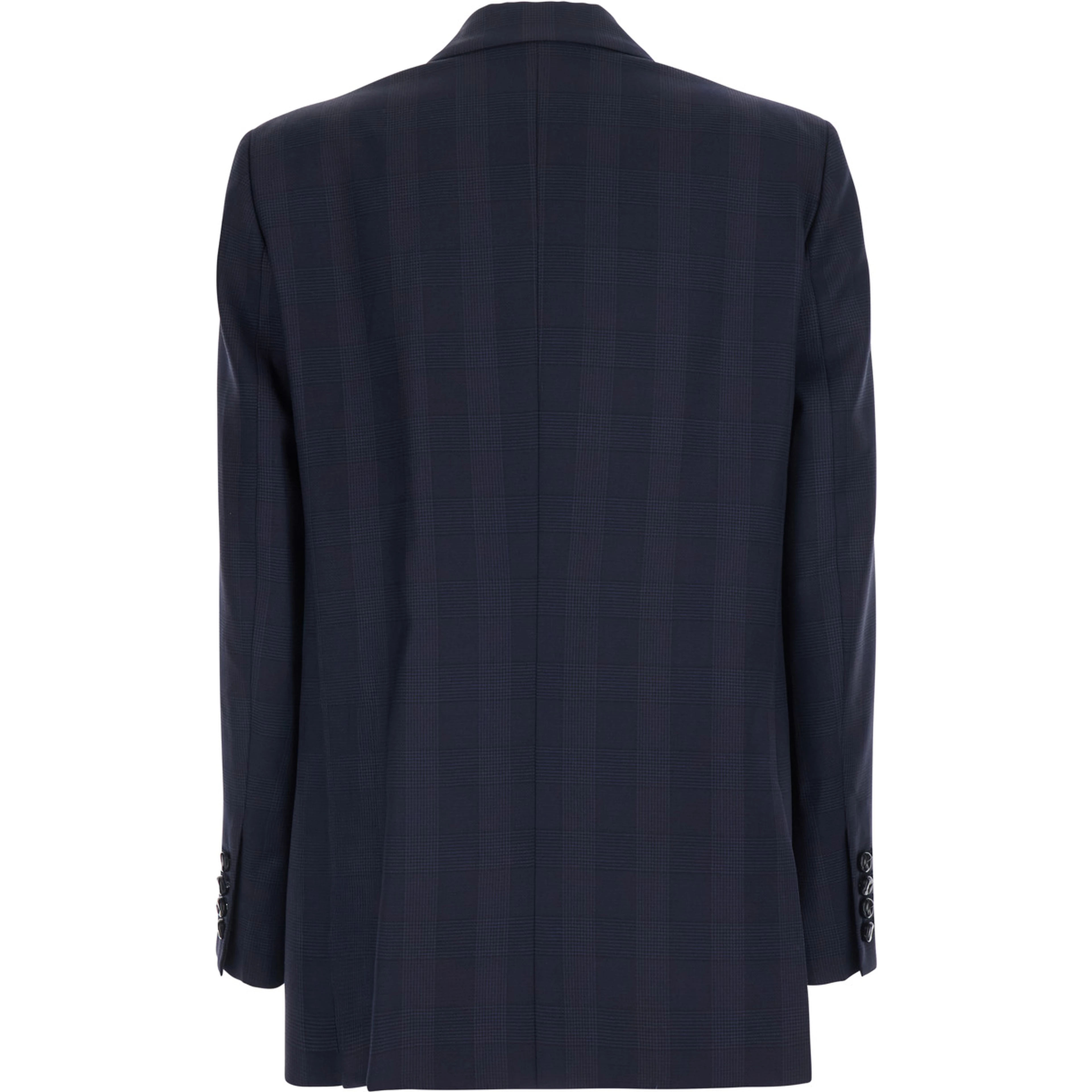 Aramis Blue Double-breasted Jacket with Peak Revers and Check Motif All-Over in Wool for Women