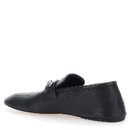 Ragazzo Black Loafers with square toe and Horsebit on the front in leather for women