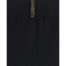 black Pants with elasticated waist and applied rhinestones in wool and silk for women