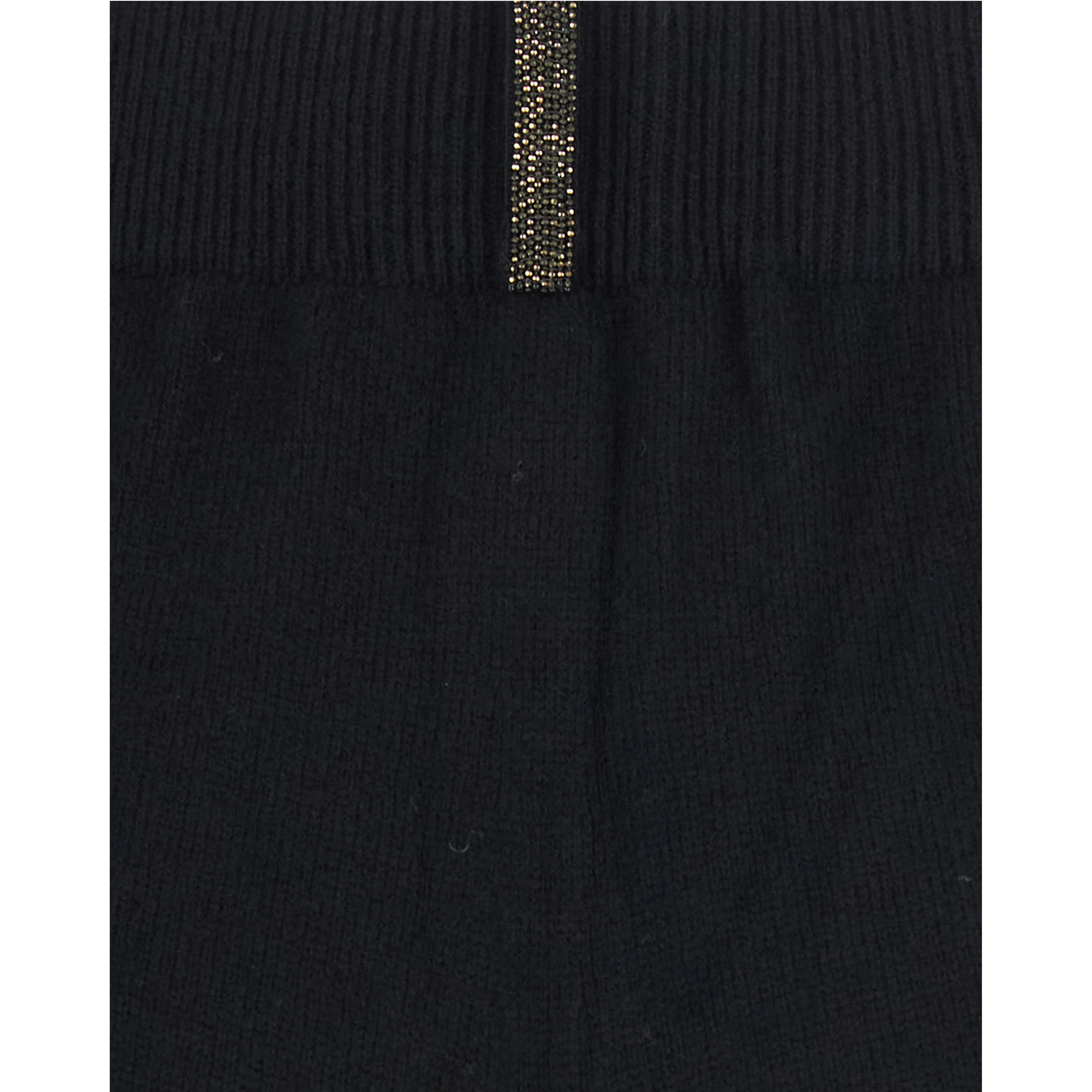 black Pants with elasticated waist and applied rhinestones in wool and silk for women