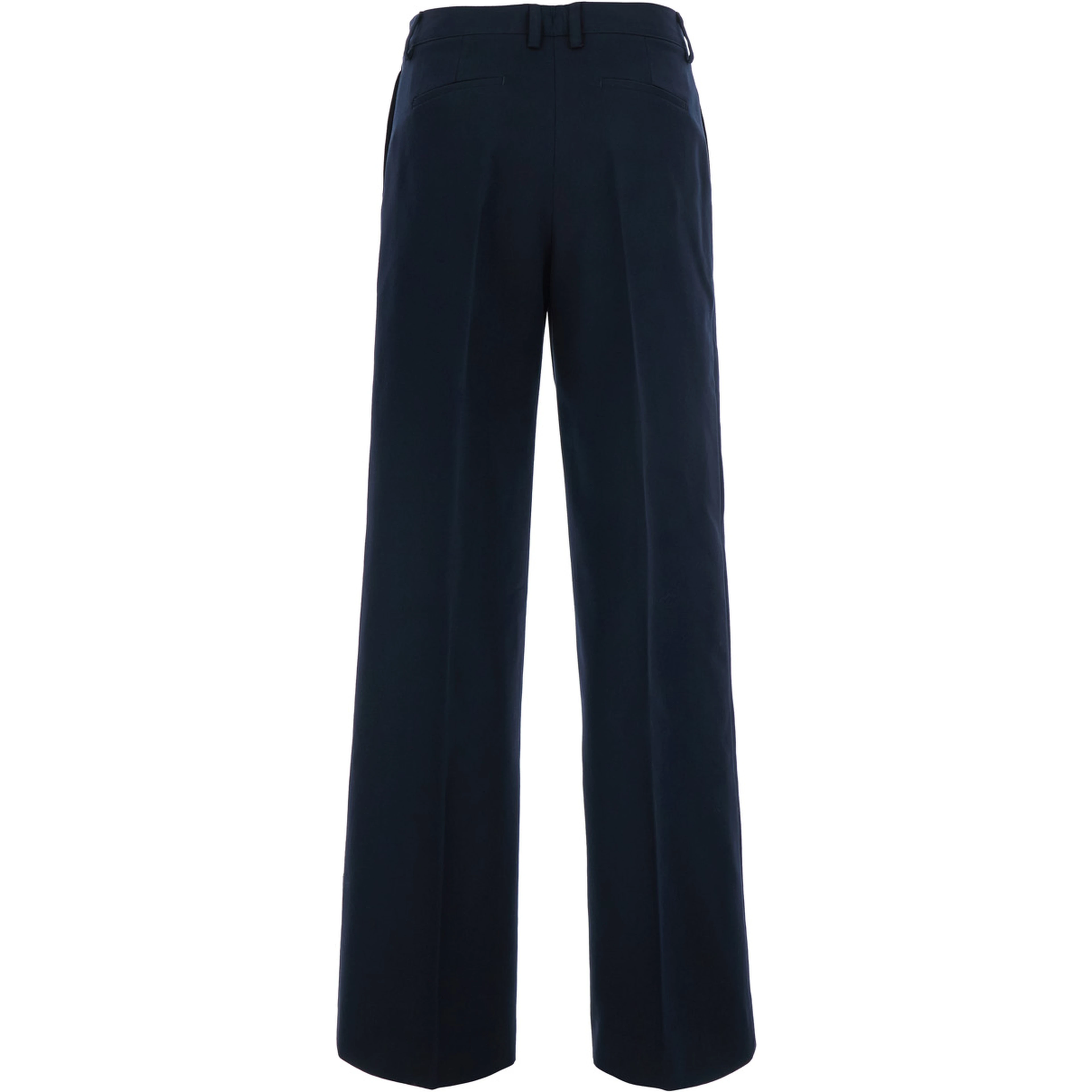Francoise Blue Pants with a welt pocket on the back in Blend wool and cotton for women