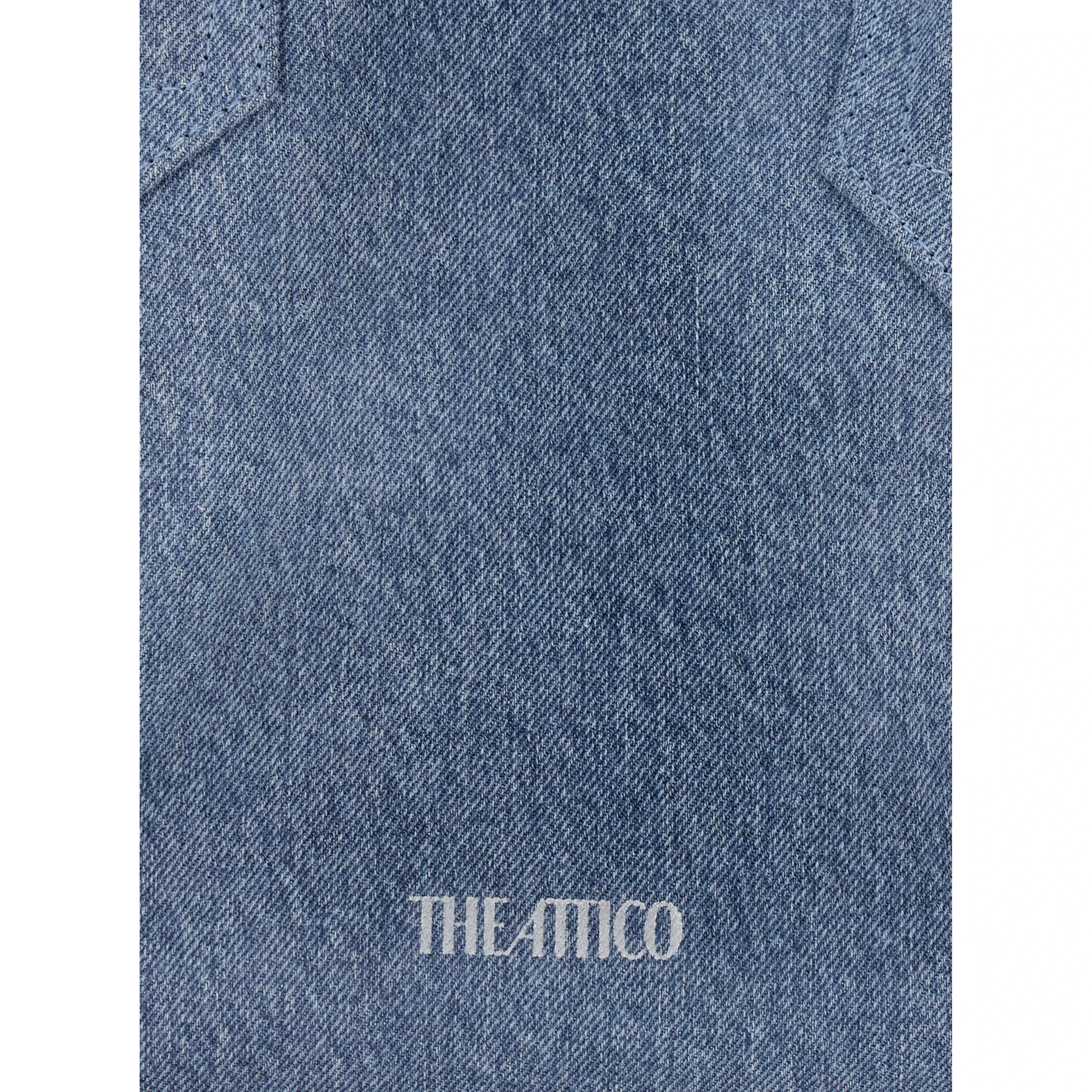 La Passeggiata Blue Medium Shoulder Bag with Two Top Handles in Denim for Women