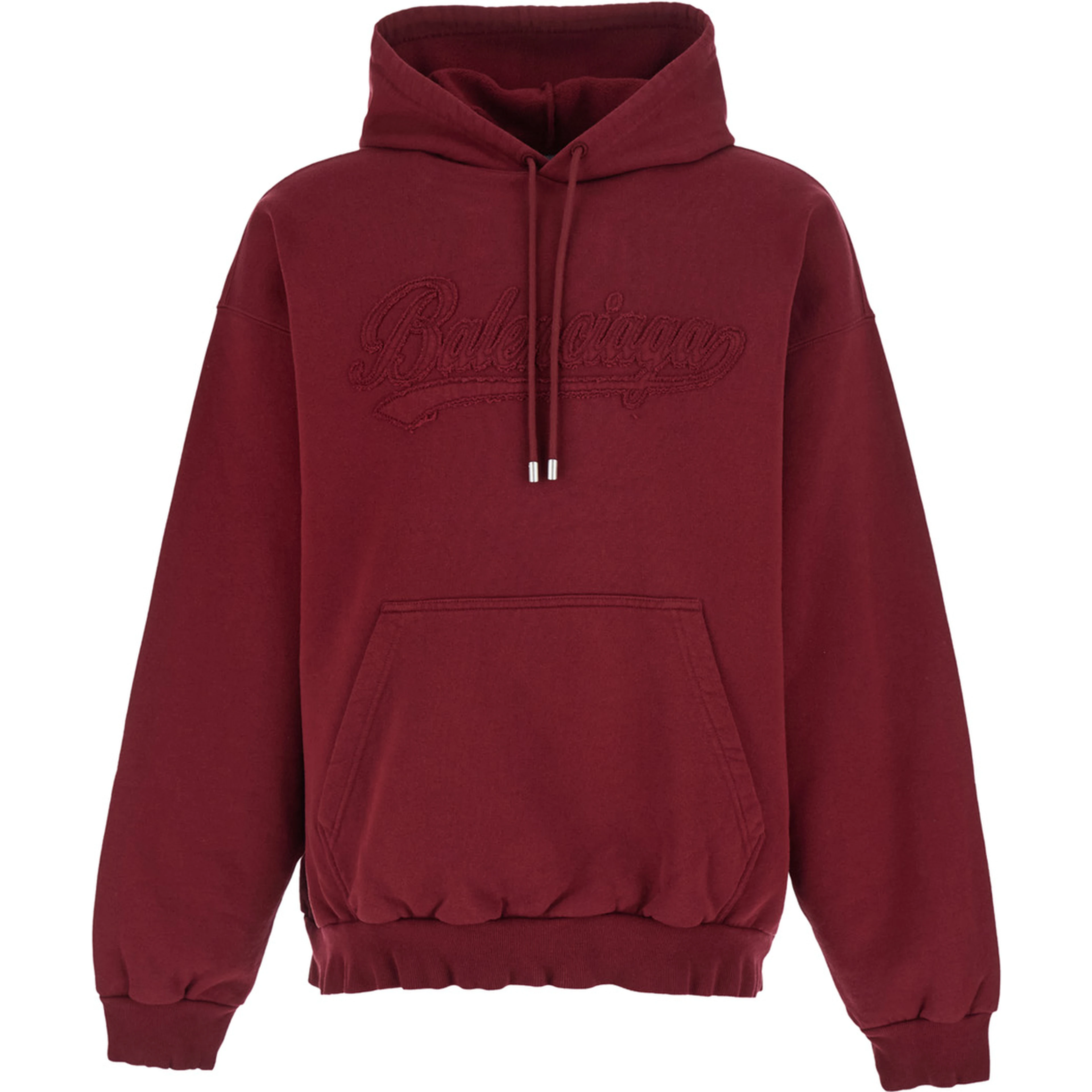 Red Hoodie with Drawstring Hood and Logo Lettering on the Front in Cotton for Men