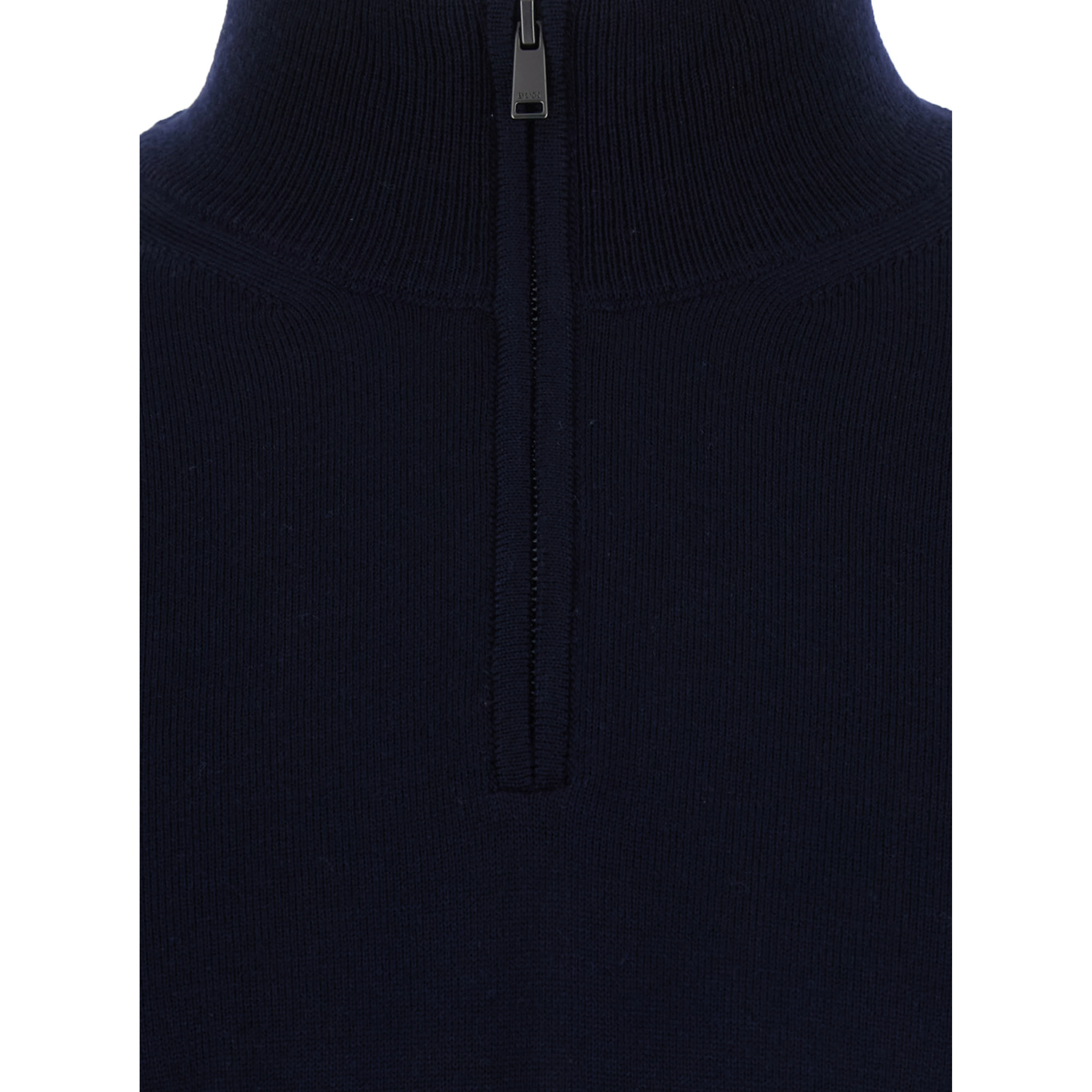 Blue Sweater with half zip closure on the front in wool for men