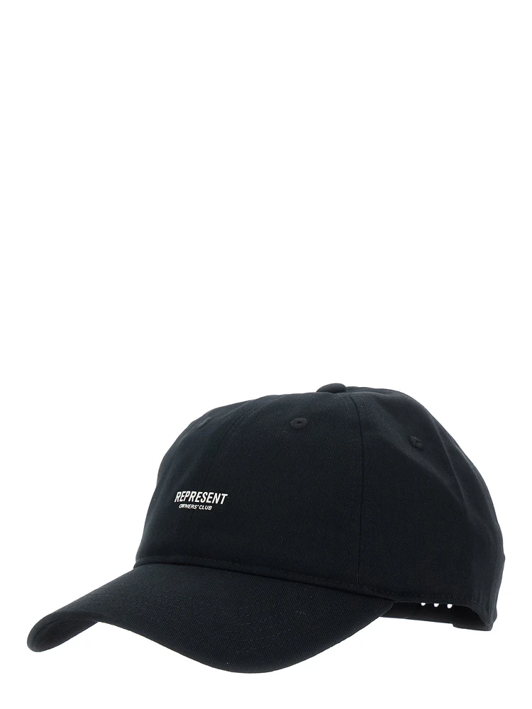 Black Baseball Cap with Logo on the Front in Cotton for Men